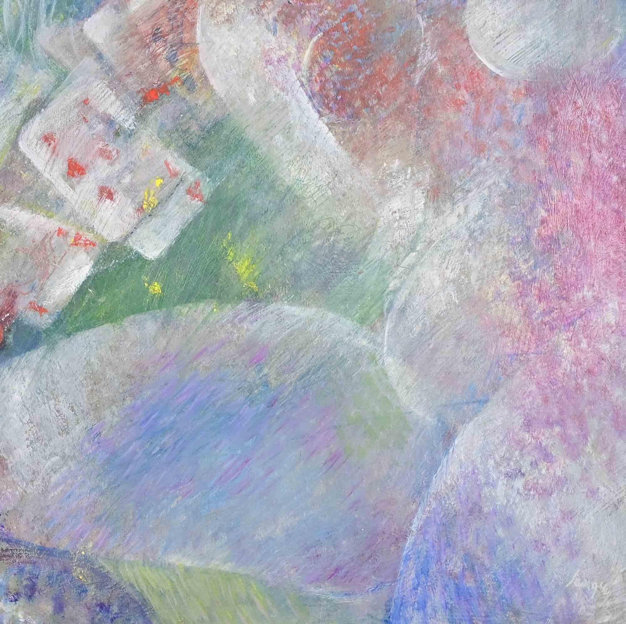 Woman and Cards - Oil Painting by Sebastiano Sanguigni - 2000s For Sale 2