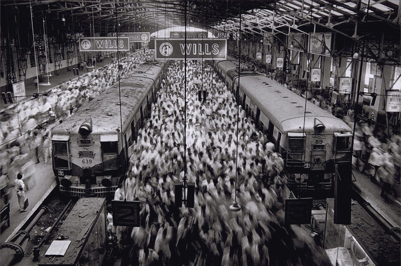 Sebastião Salgado Black and White Photograph - Churchgate Station, Western Railroad Line, Bombay, India