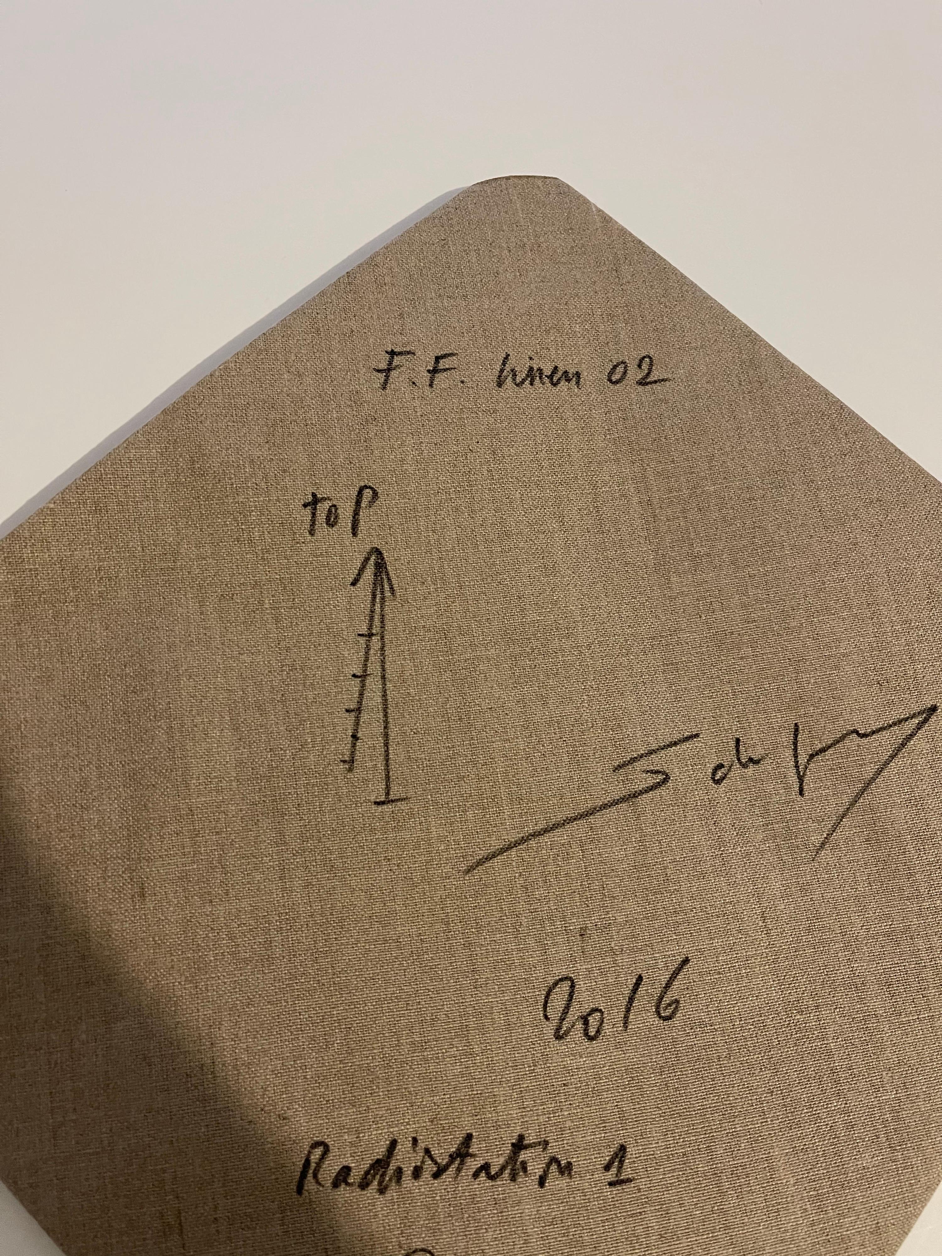 Large Sebastien de Ganay Folded Linen Abstract Minimalist Sculpture Fabric Wire For Sale 8