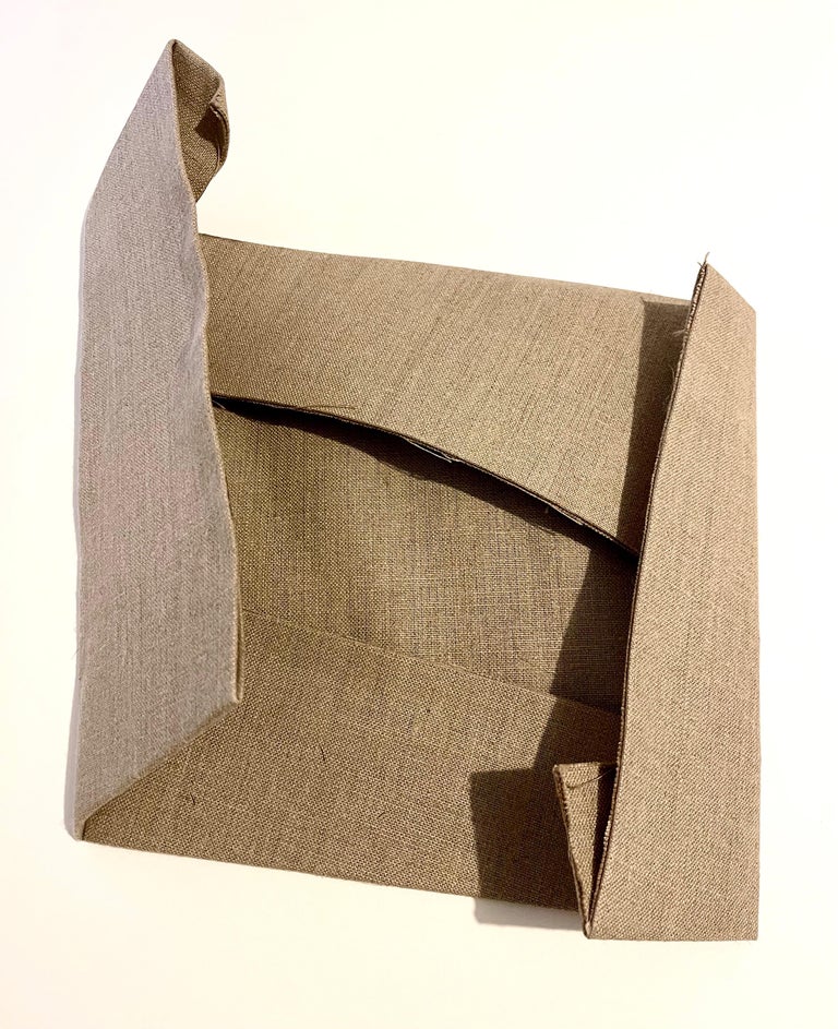 Sebastien de Ganay Folded Linen Abstract Minimalist Unique Sculpture Fabric Wire - Beige Abstract Sculpture by Sébastien de Ganay