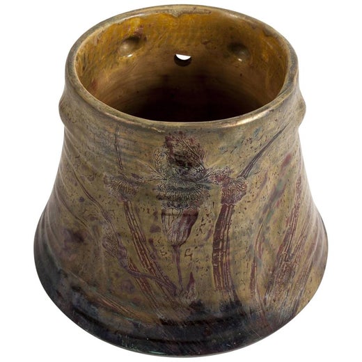 Atomchicago 10\u201d Ceramic Vase Orchid Ceramic Planter Vintage Victorian Gold Vase