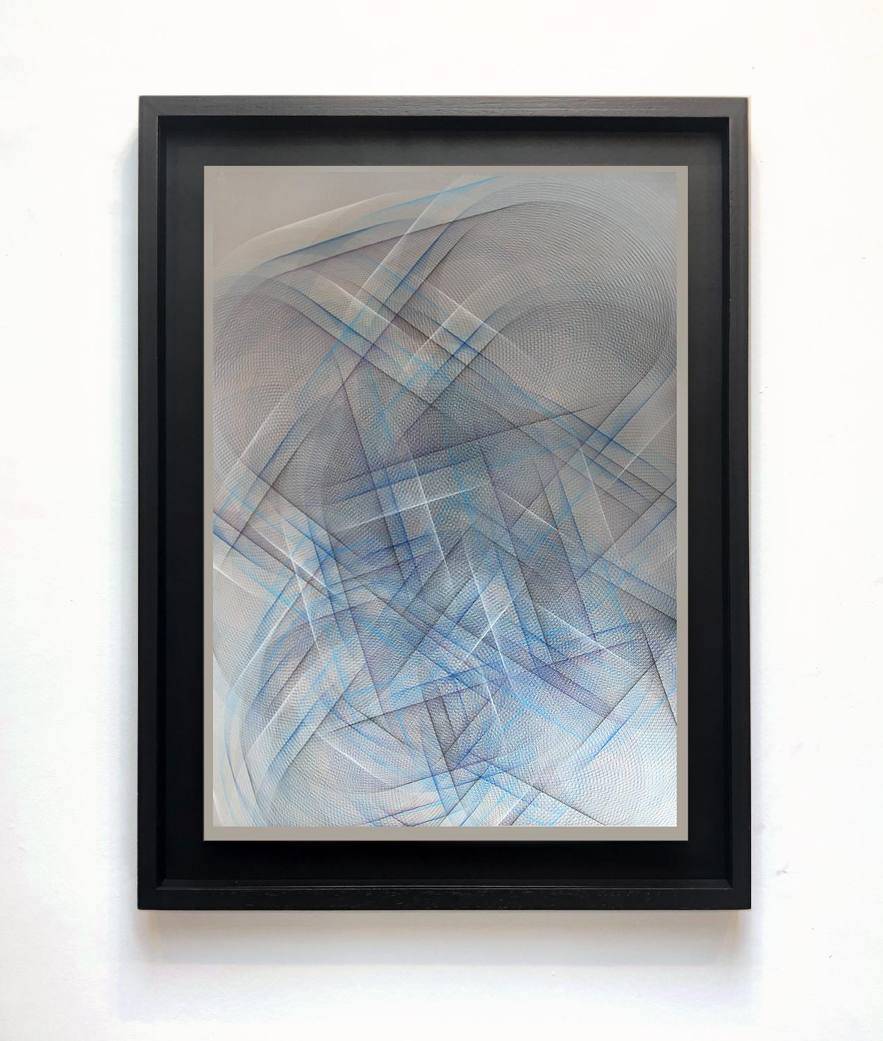 Profondeur du bleu - Géométrique abstrait Painting par Sebastien Preschoux