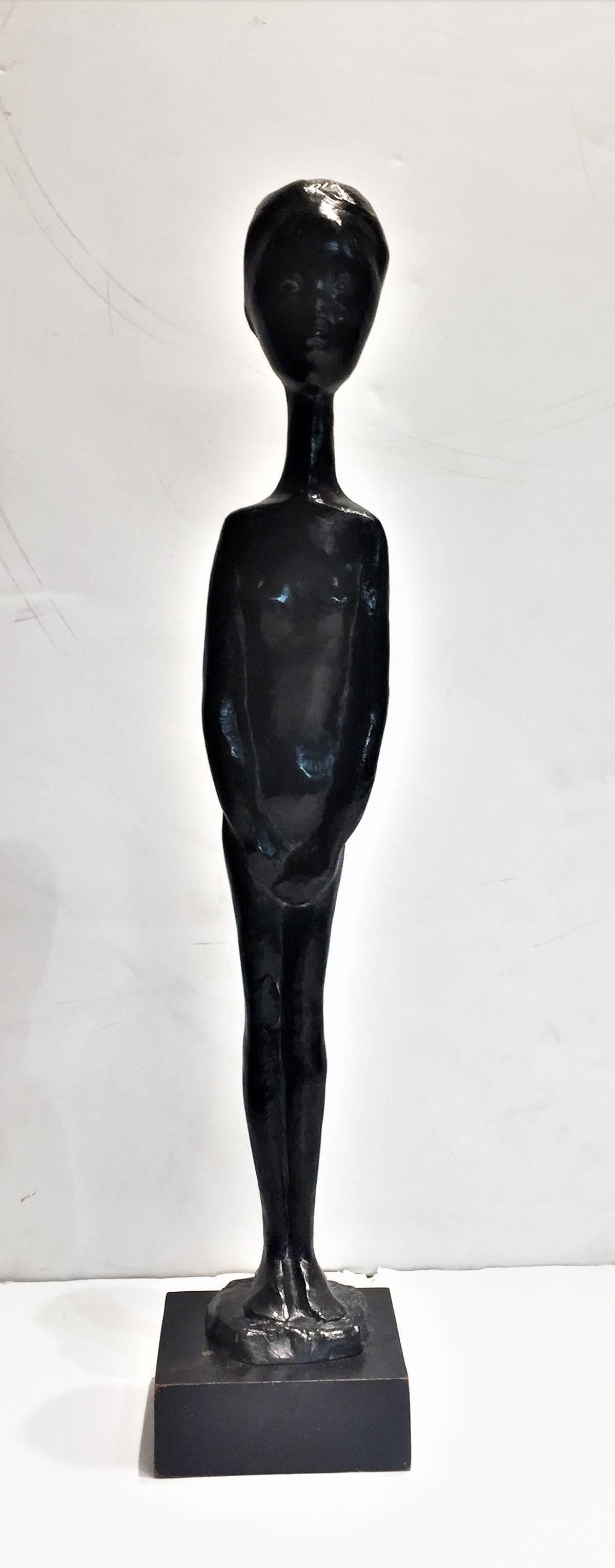 Milieu du XXe siècle Sbastien Tamari, Femme nue, sculpture moderniste française en bronze patiné, années 1960 en vente