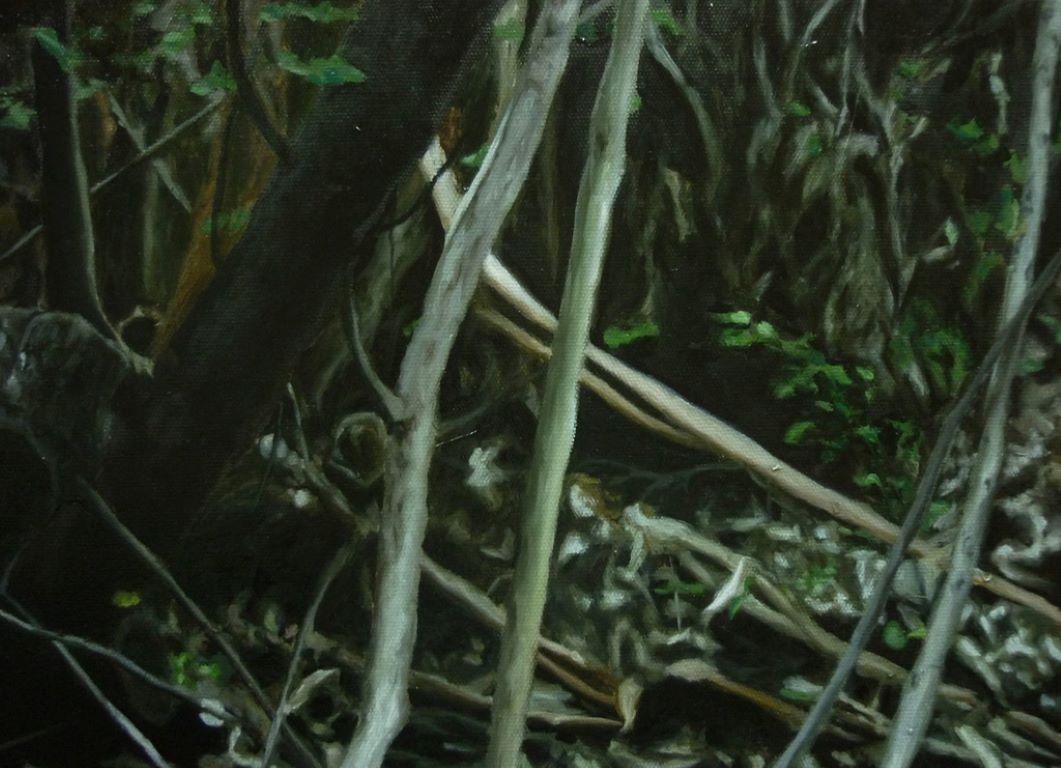 Comunión - Black Landscape Painting by Sebastian Martínez Fadic