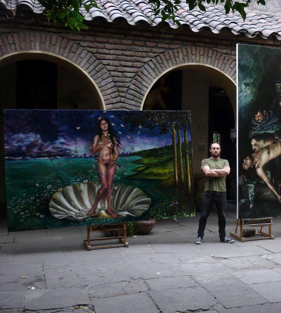 Esta obra de arte presenta una interpretación moderna del tema clásico del 