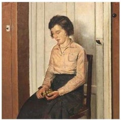 Óleo sobre lienzo "Mujer con uvas", 1933+ de Søeborg Axel (1872-1939)