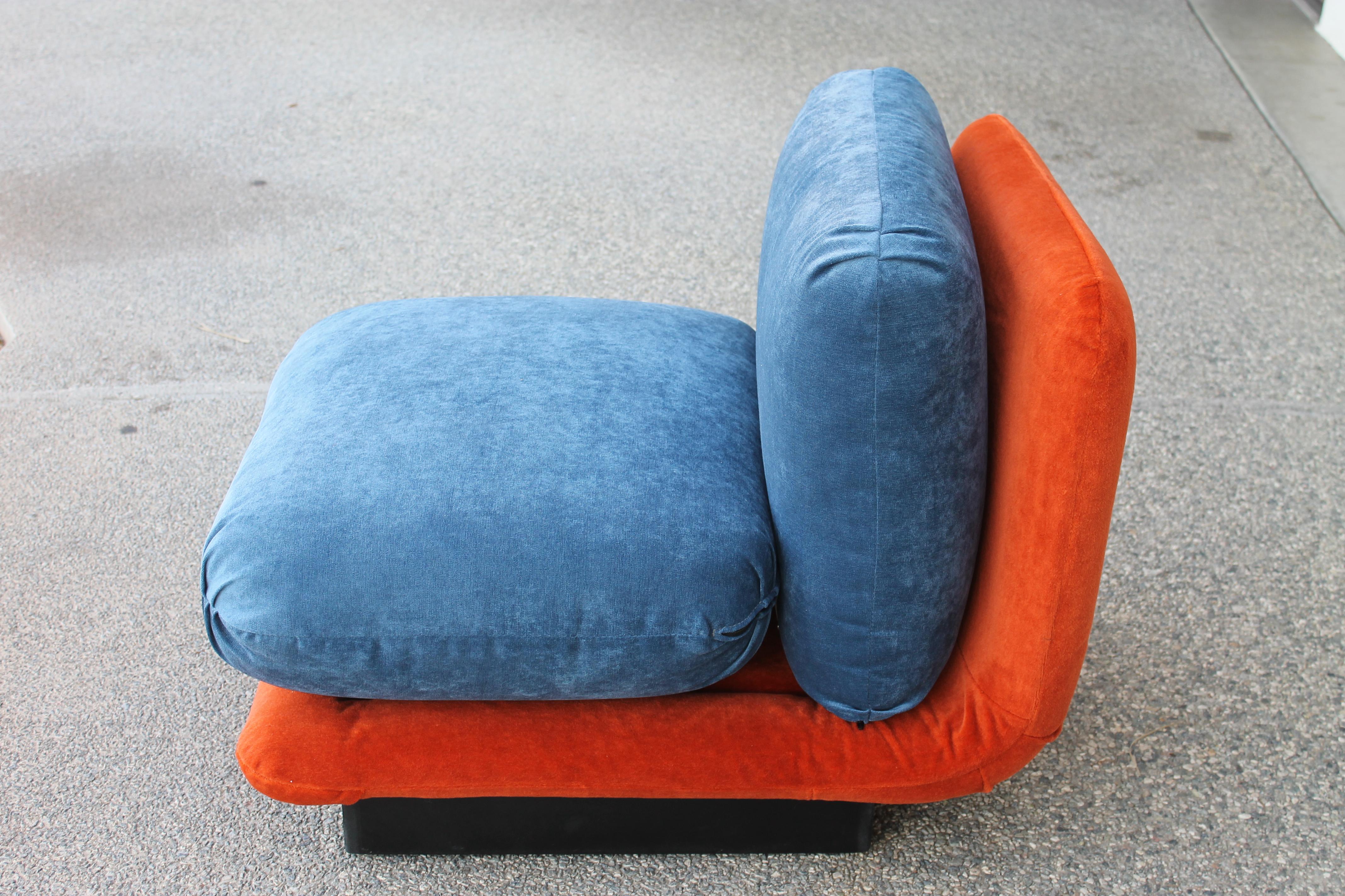 Sectional Couch with Orange and Blue Mohair 6