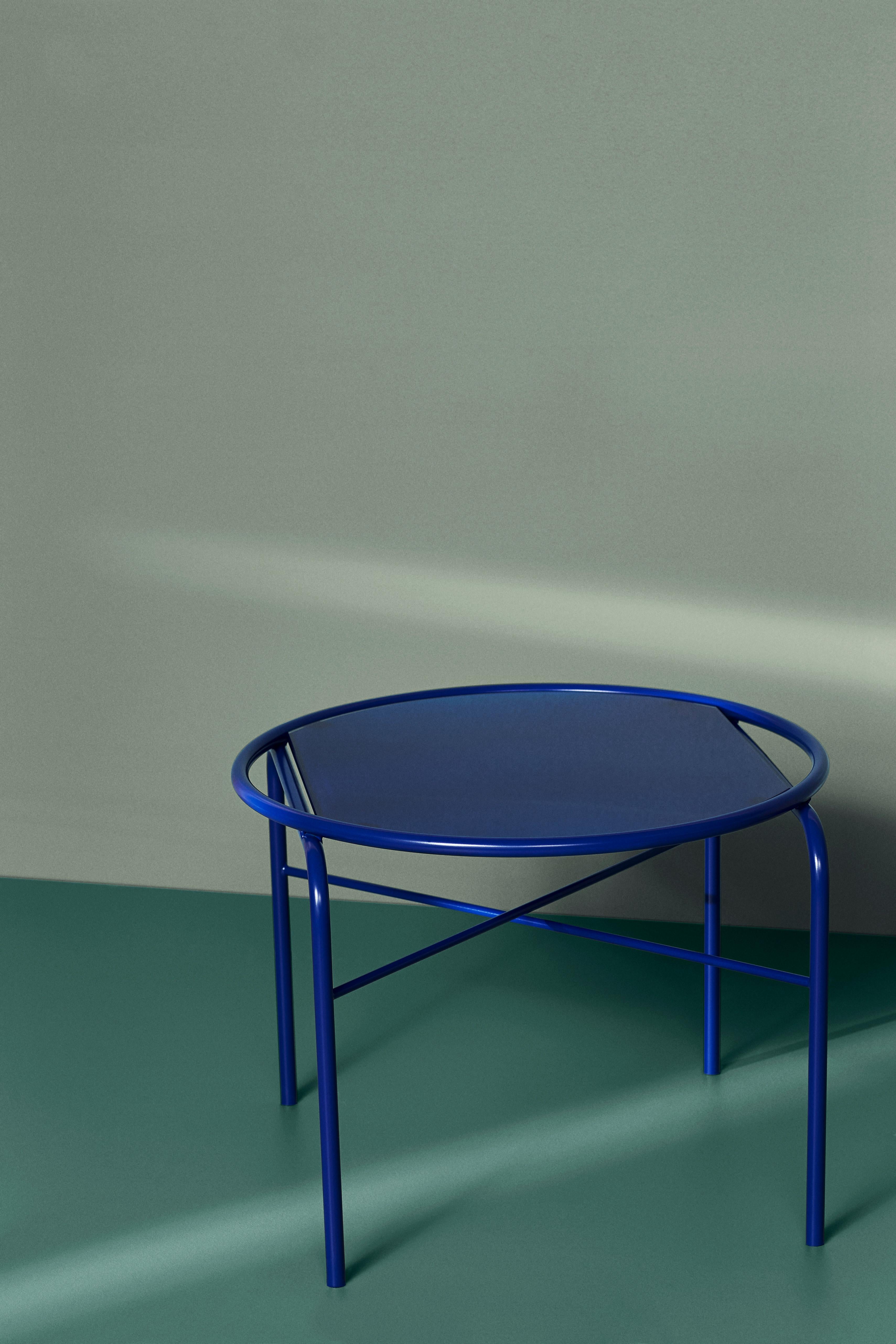 Modern Secant Circle Table in Steel Frame, by Sara Wright Polmar from Warm Nordic For Sale