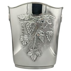 Secchio champagne Italiano in argento Sterling 925 cesellato con motivi uva