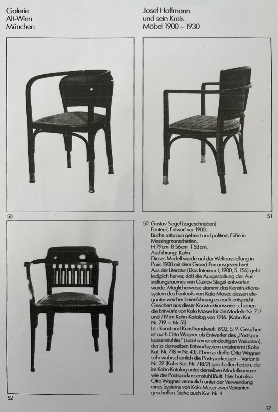 Beech Secession Armchair by Otto Wagner/Gustav Siegel for J.J.Kohn (Vienna, 1899)