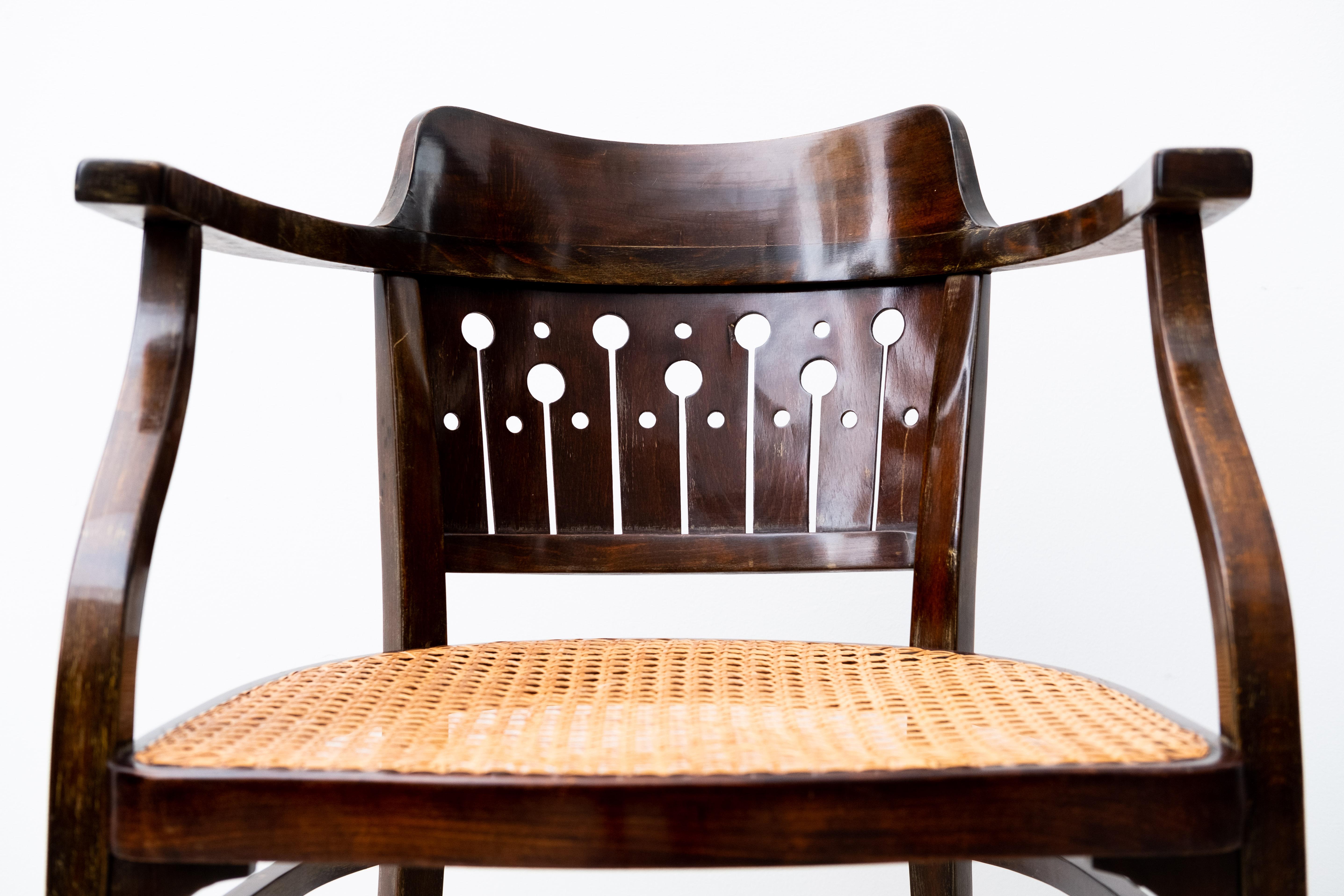 Secession Armchair by Otto Wagner/Gustav Siegel, Thonet Brothers (Vienna, 1905) For Sale 7