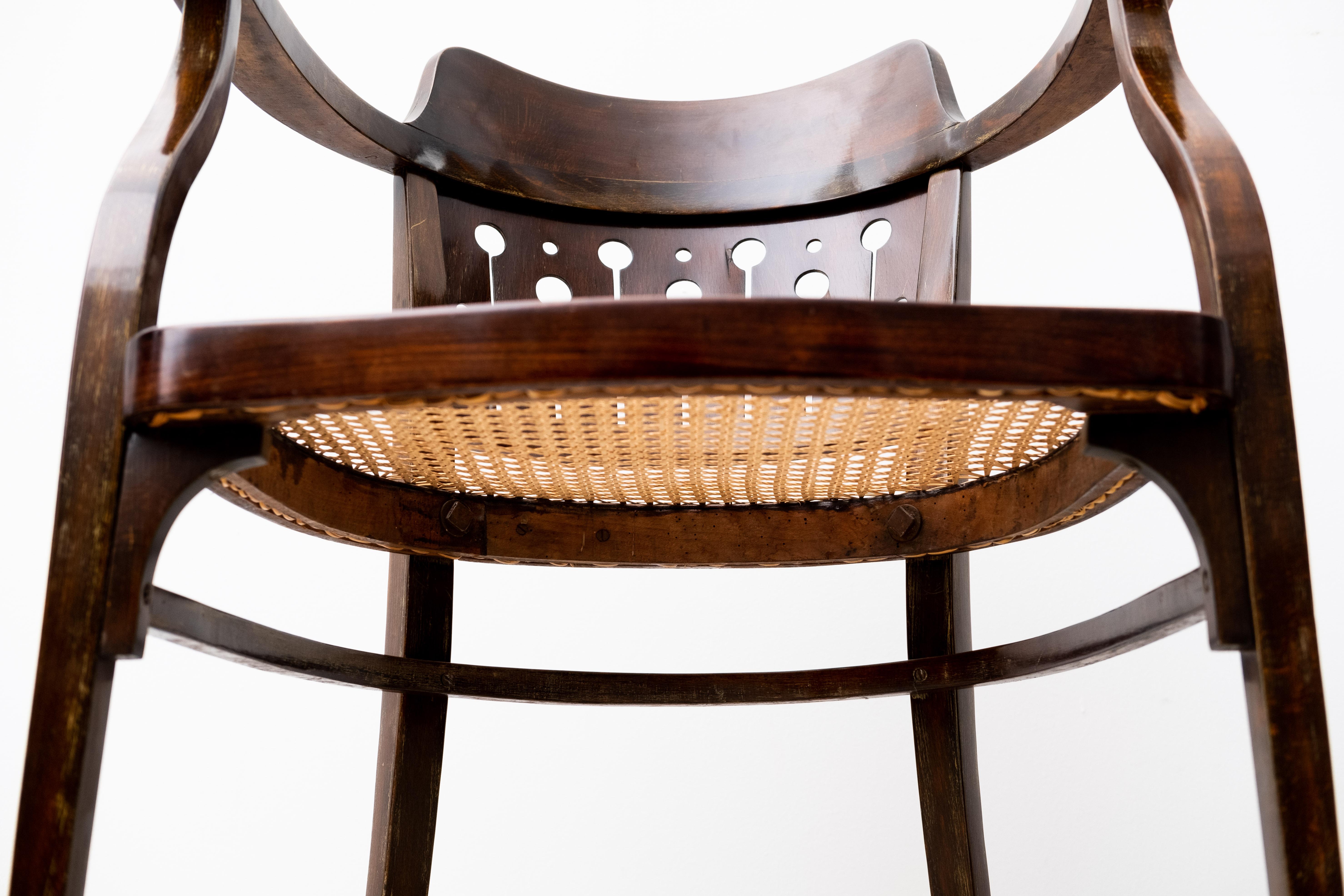 Secession Armchair by Otto Wagner/Gustav Siegel, Thonet Brothers (Vienna, 1905) For Sale 8