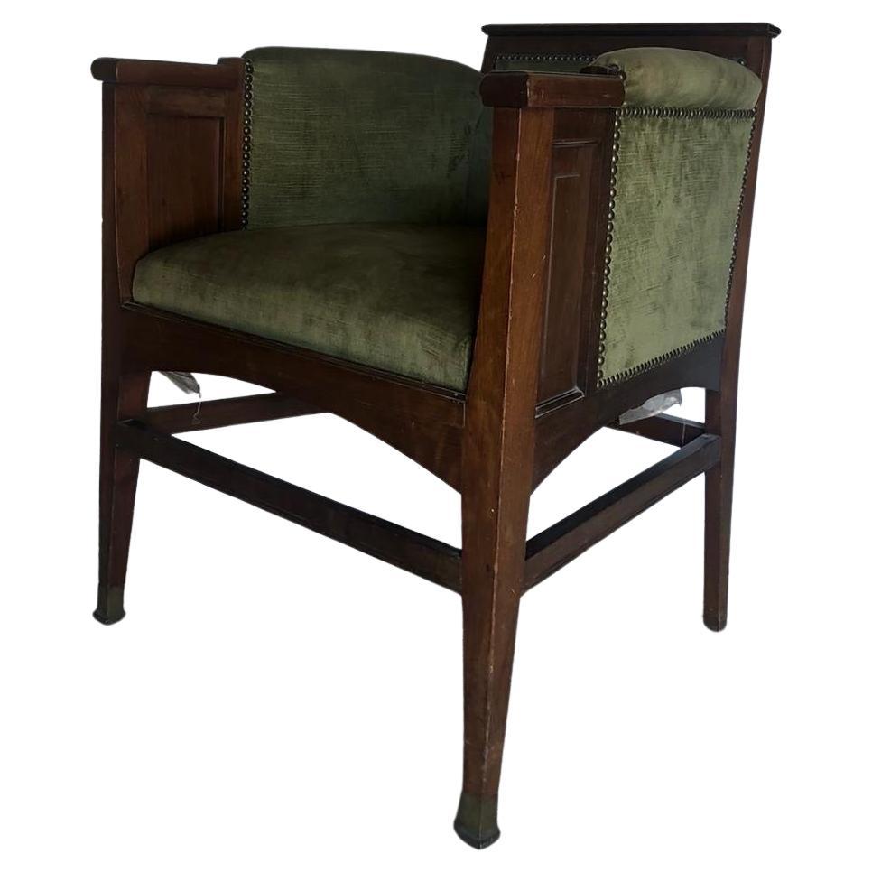 An elegant secession armchair wood and fabric 