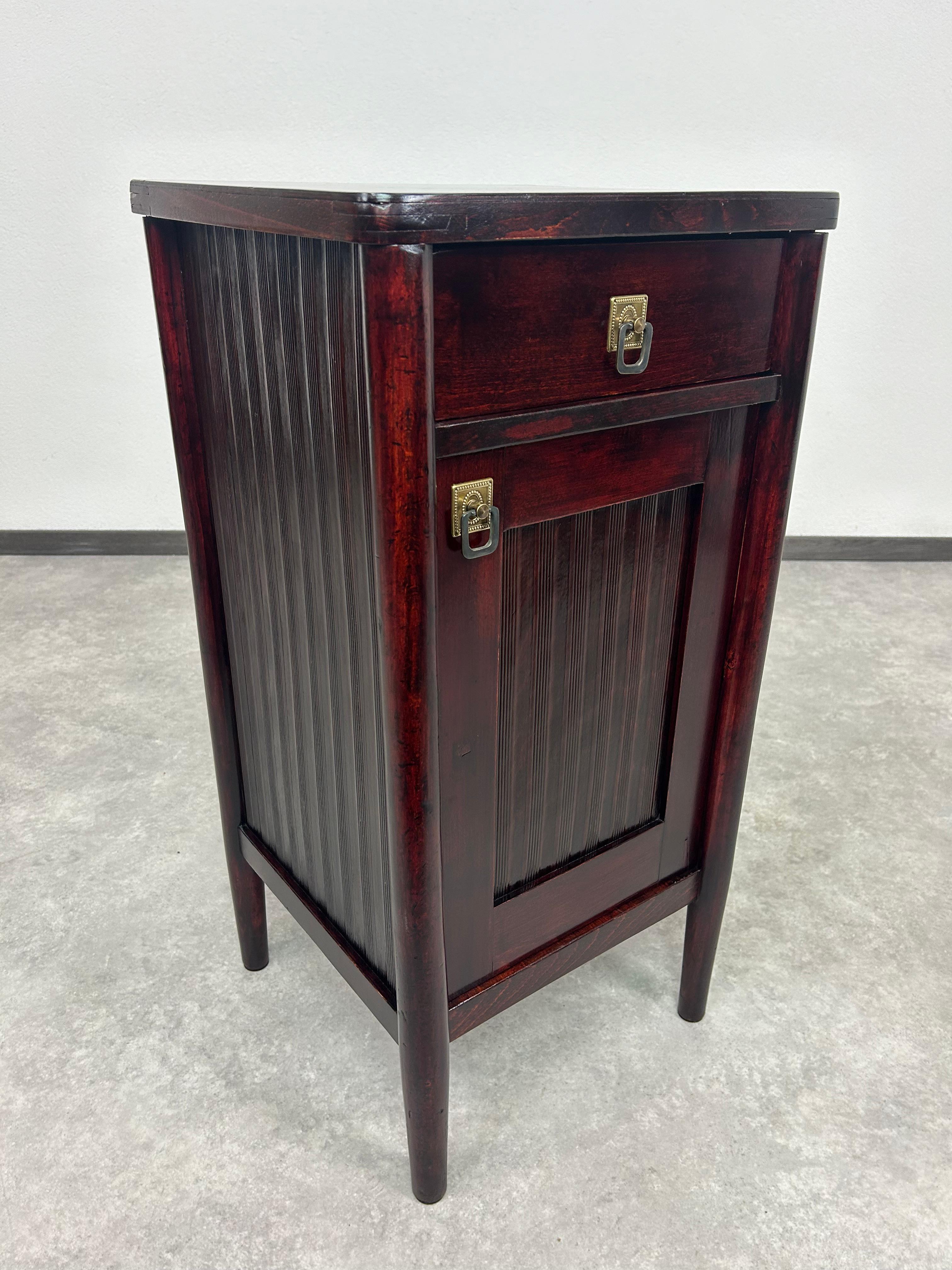 Secession bedside table by J&J Kohn. Professionally stained and repolished.
