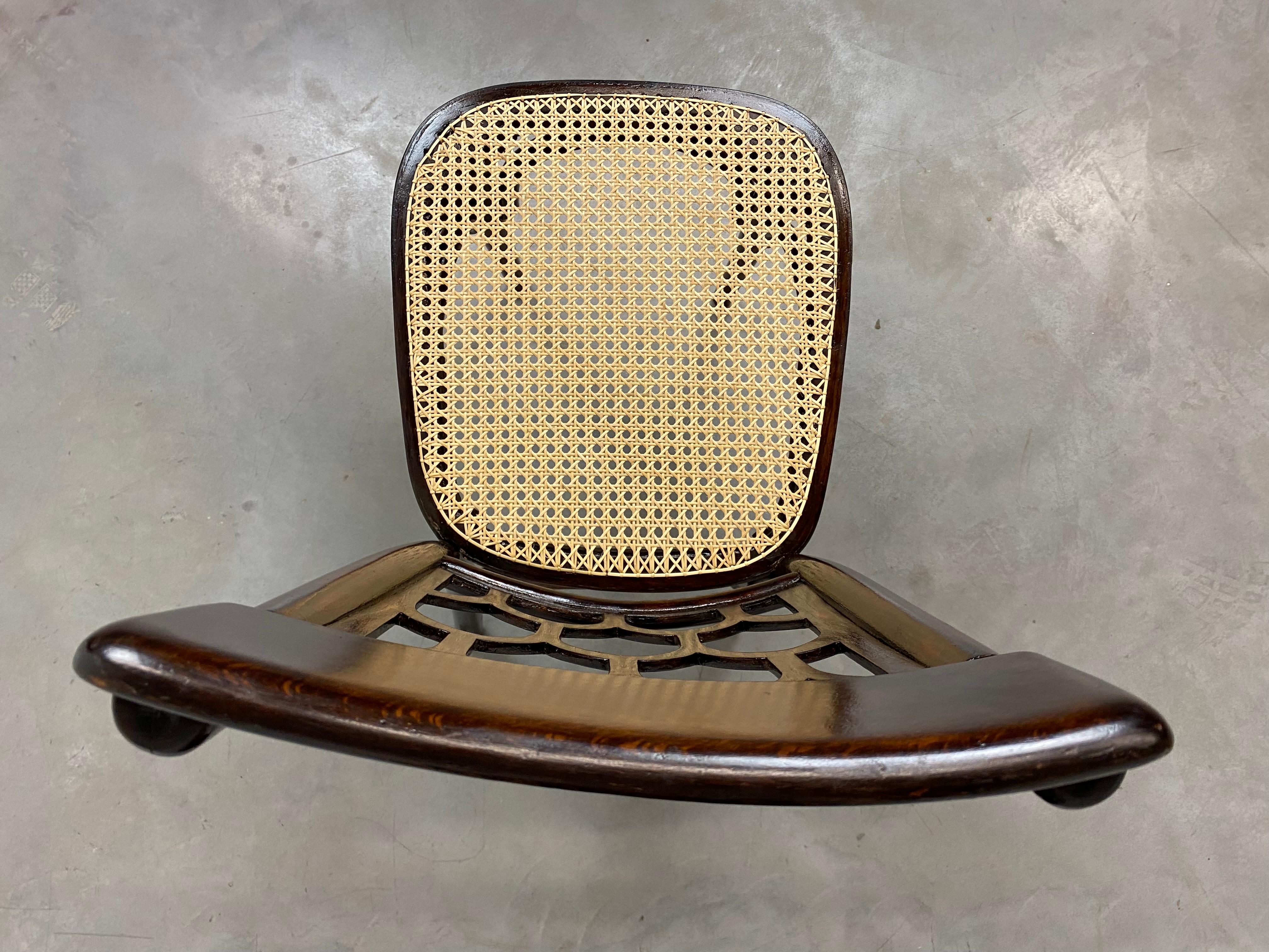 Secession beehive chair by Koloman Moser for J&J Kohn. New handmade rattan seat, professionally stained and repolished.
