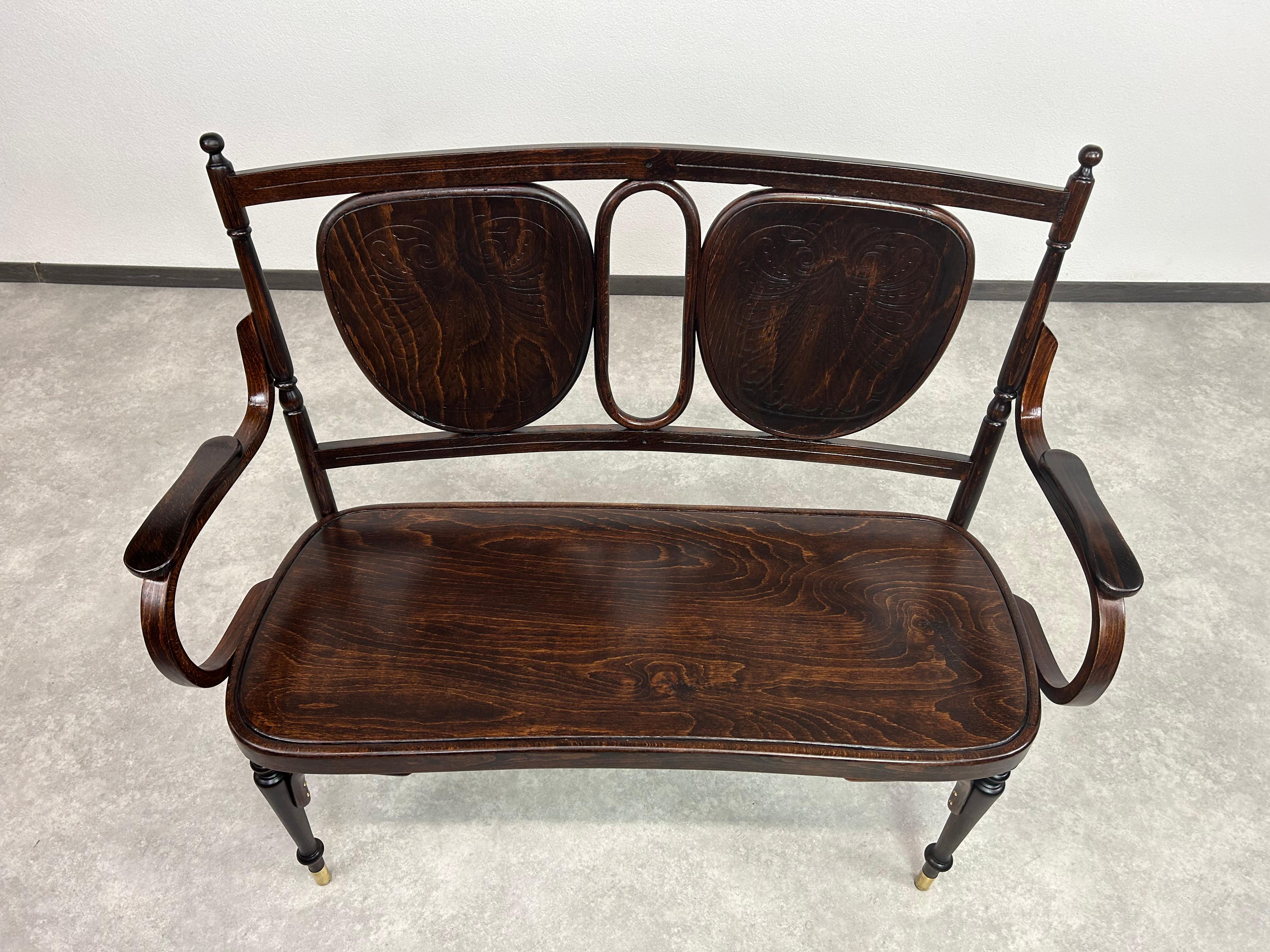 Sécession viennoise Banc en bois courbé de Thonet Mundus en vente