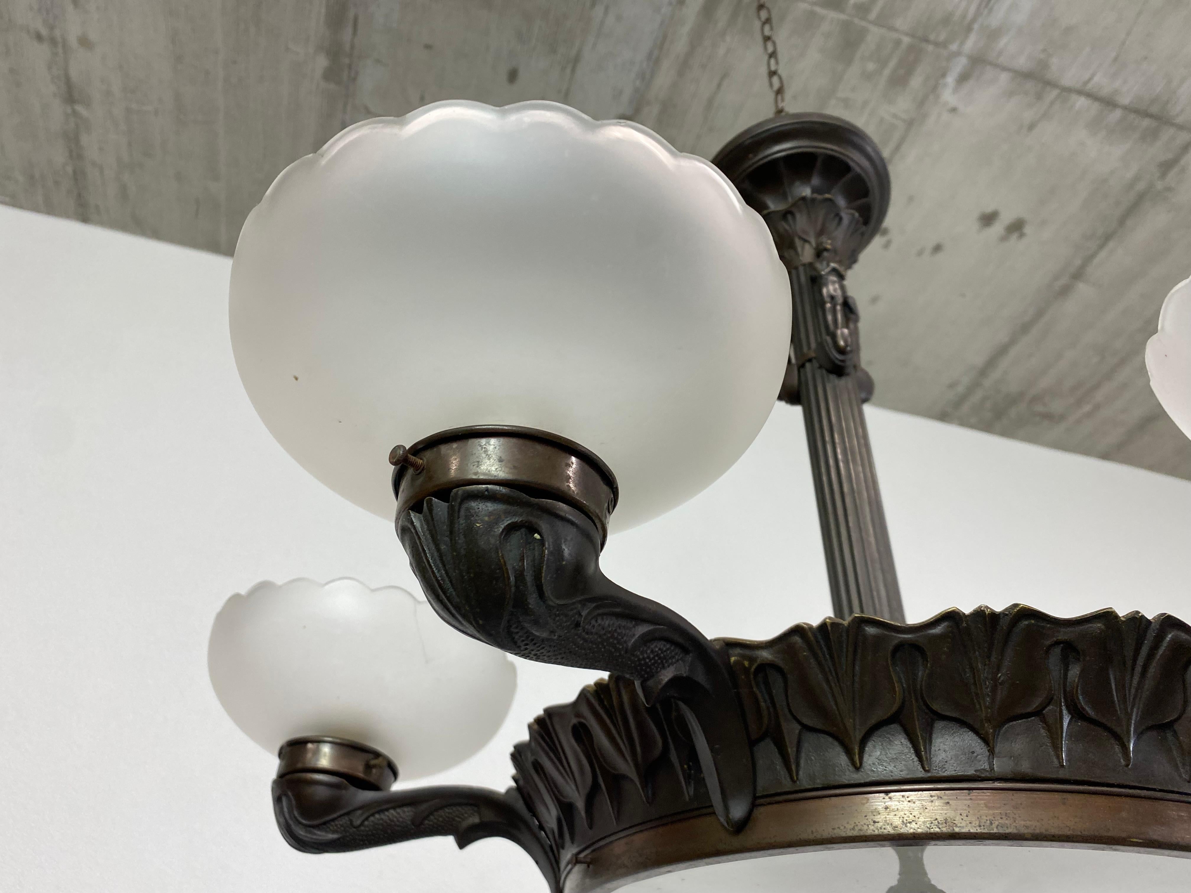 Secession bronze chandelier For Sale 3