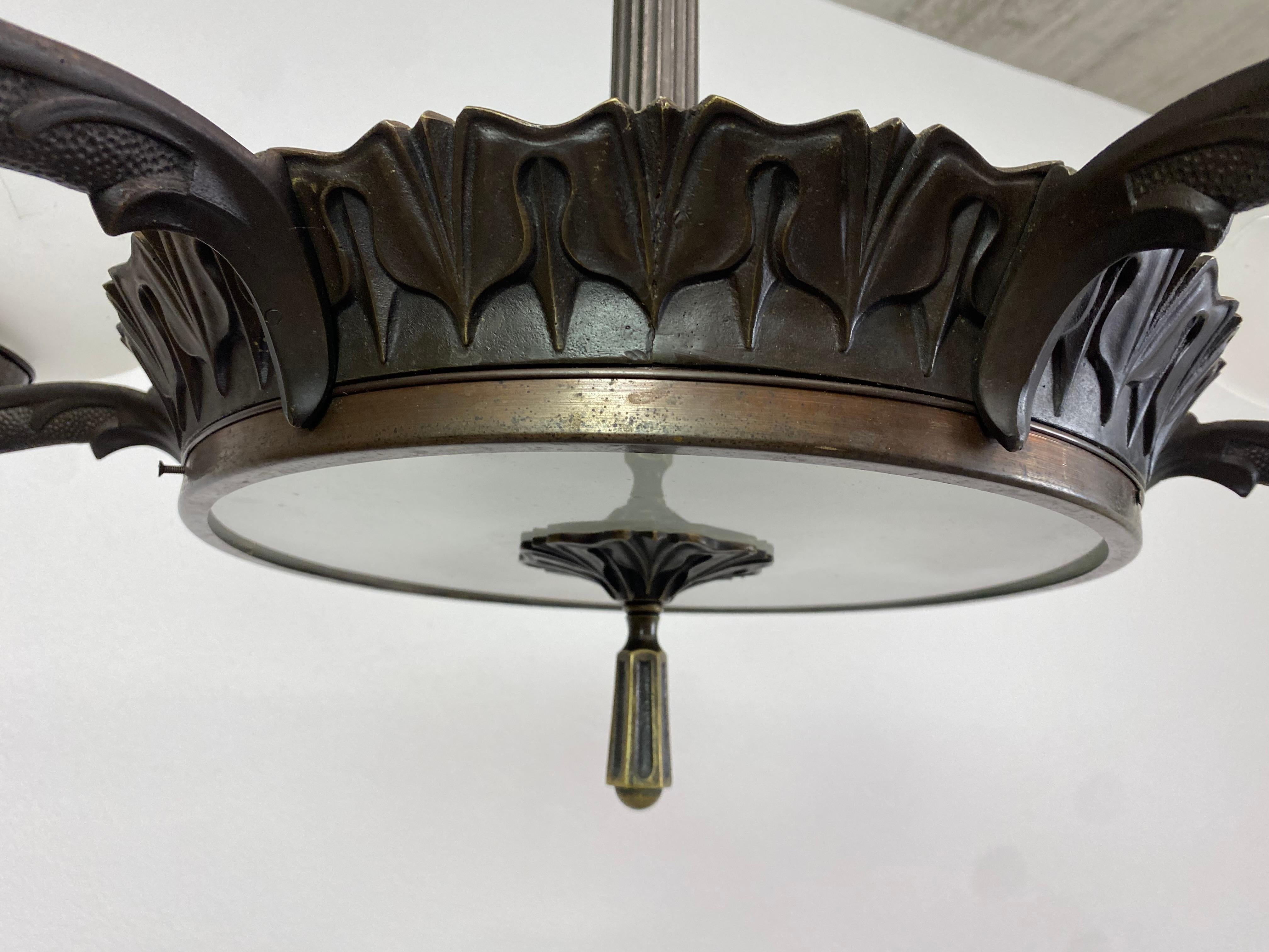 Secession bronze chandelier For Sale 4