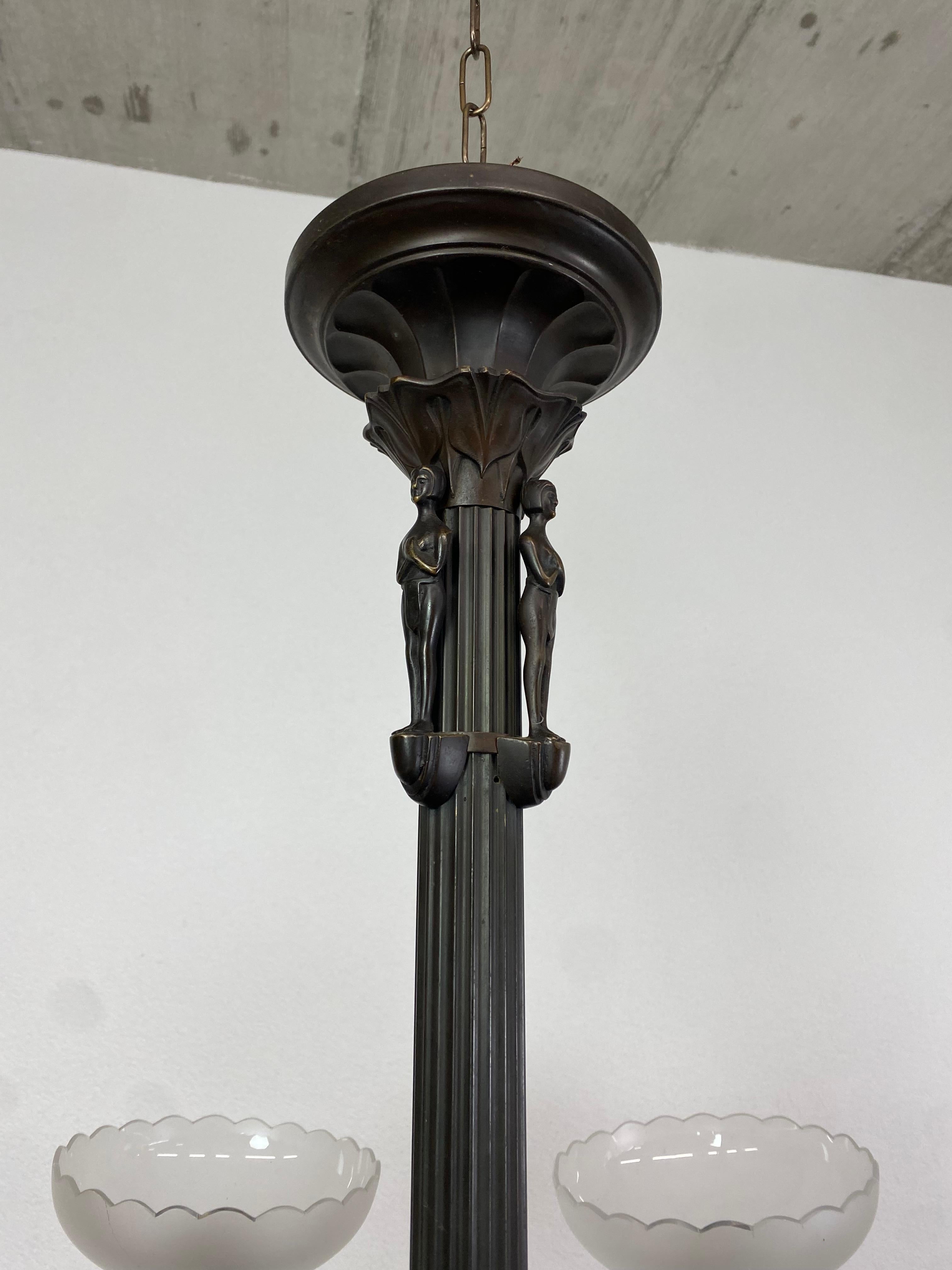 Secession bronze chandelier In Excellent Condition For Sale In Banská Štiavnica, SK