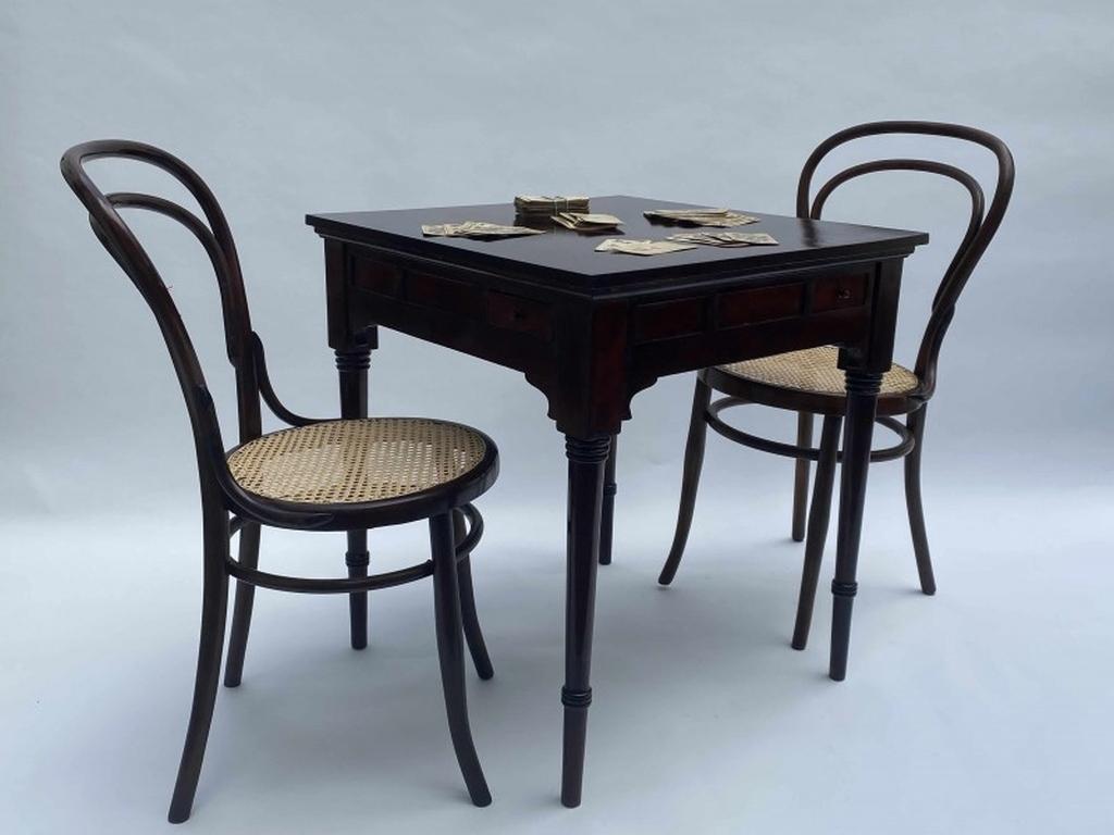 Secession card table. Professionally stained and repolished.