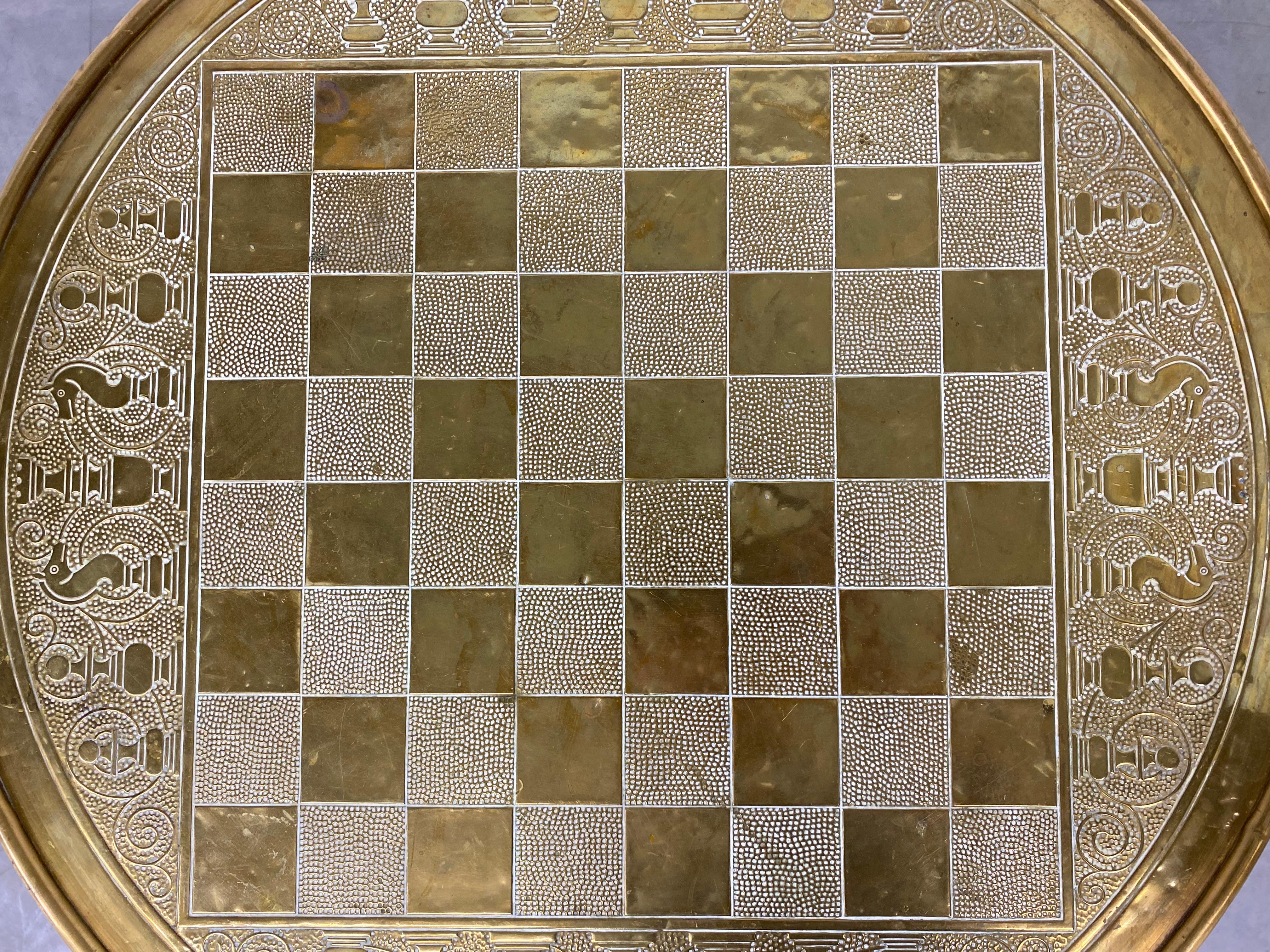 Brass Secession chess table with brass top For Sale
