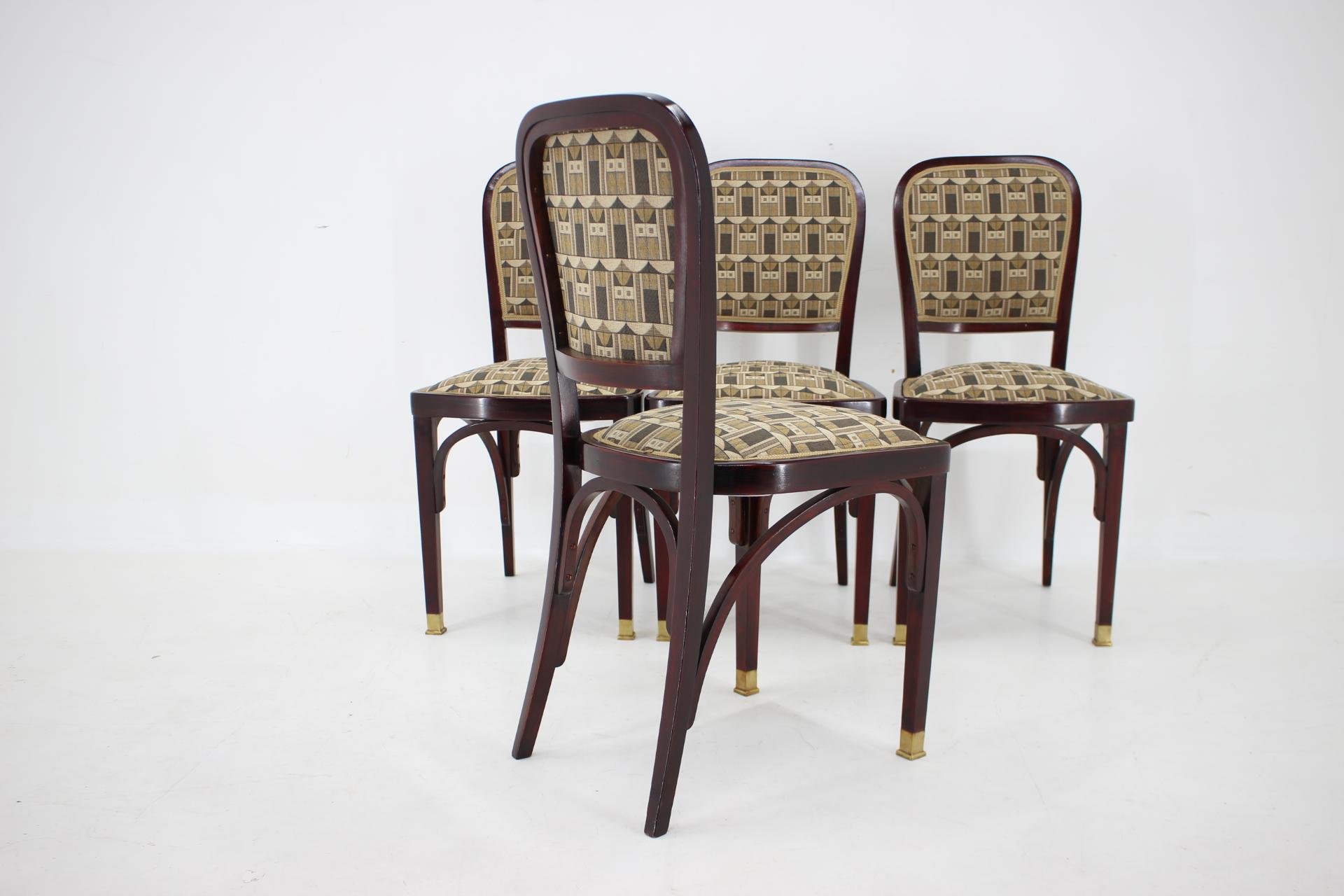 Secession Four Dinign Chairs by Gustav Siegel for J.J.Kohn. Restored  3