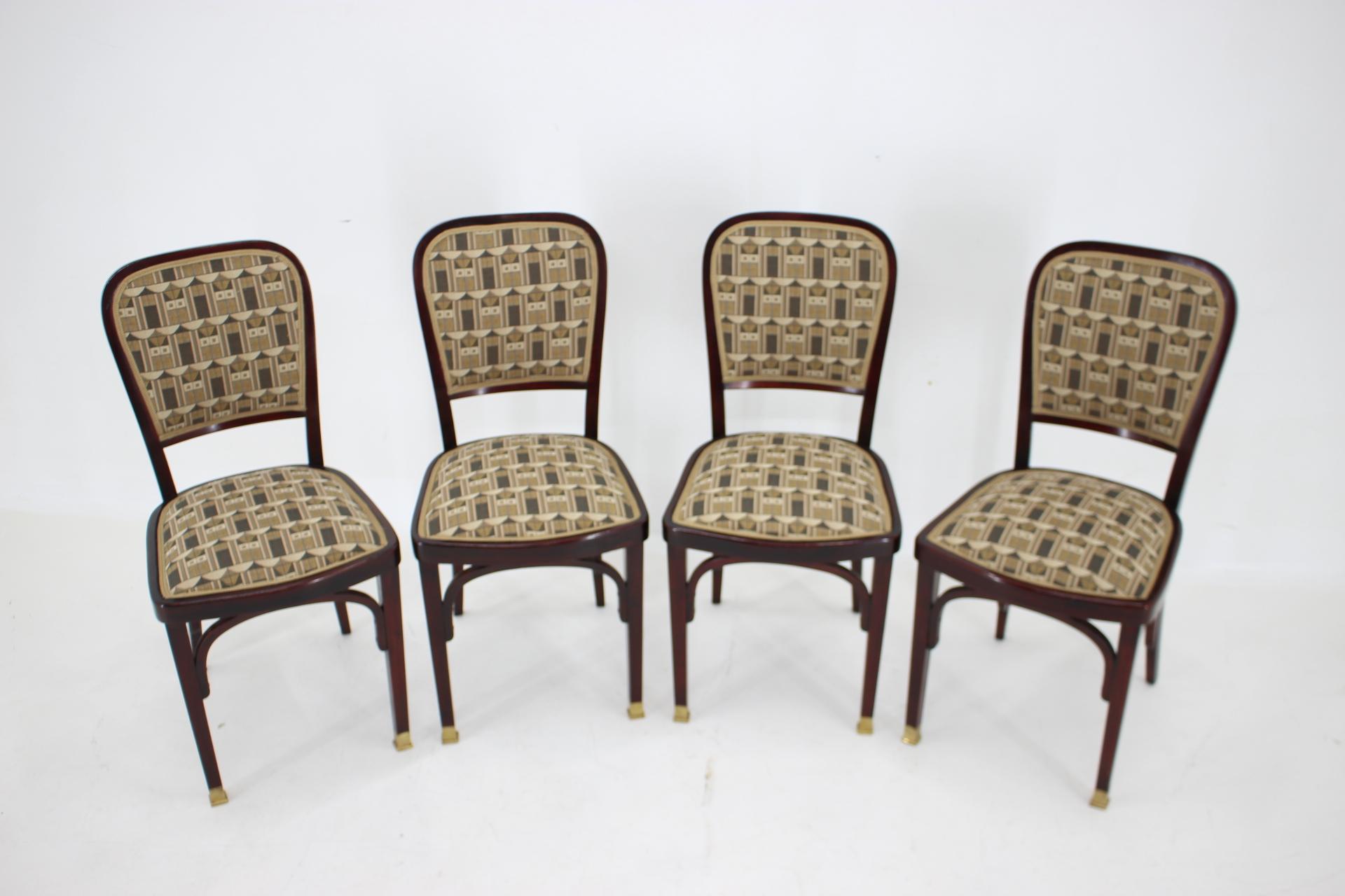 Austrian Secession Four Dinign Chairs by Gustav Siegel for J.J.Kohn. Restored 