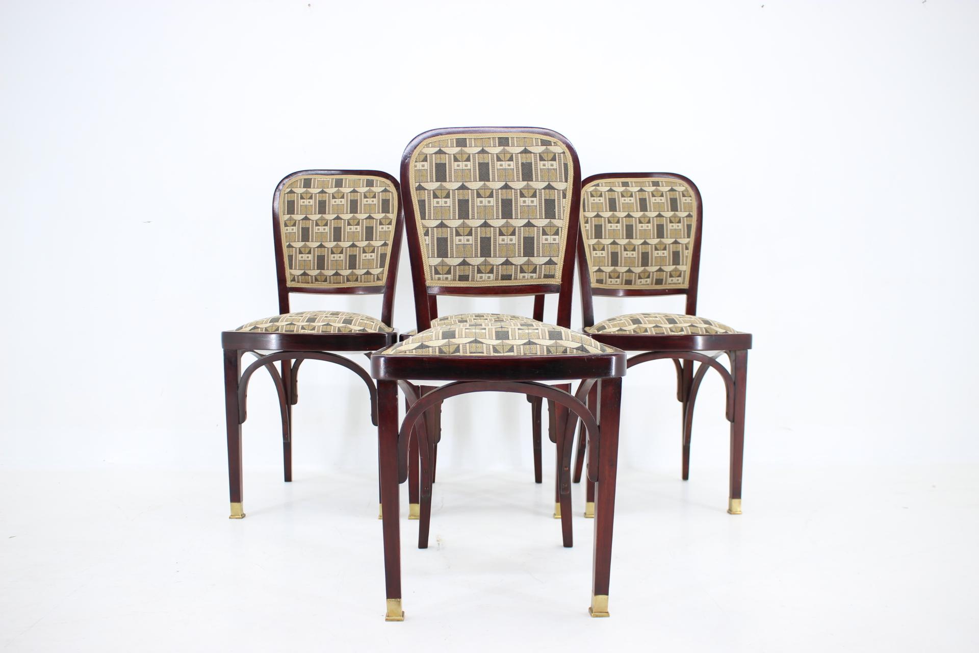Secession Four Dinign Chairs by Gustav Siegel for J.J.Kohn. Restored  In Good Condition In Praha, CZ