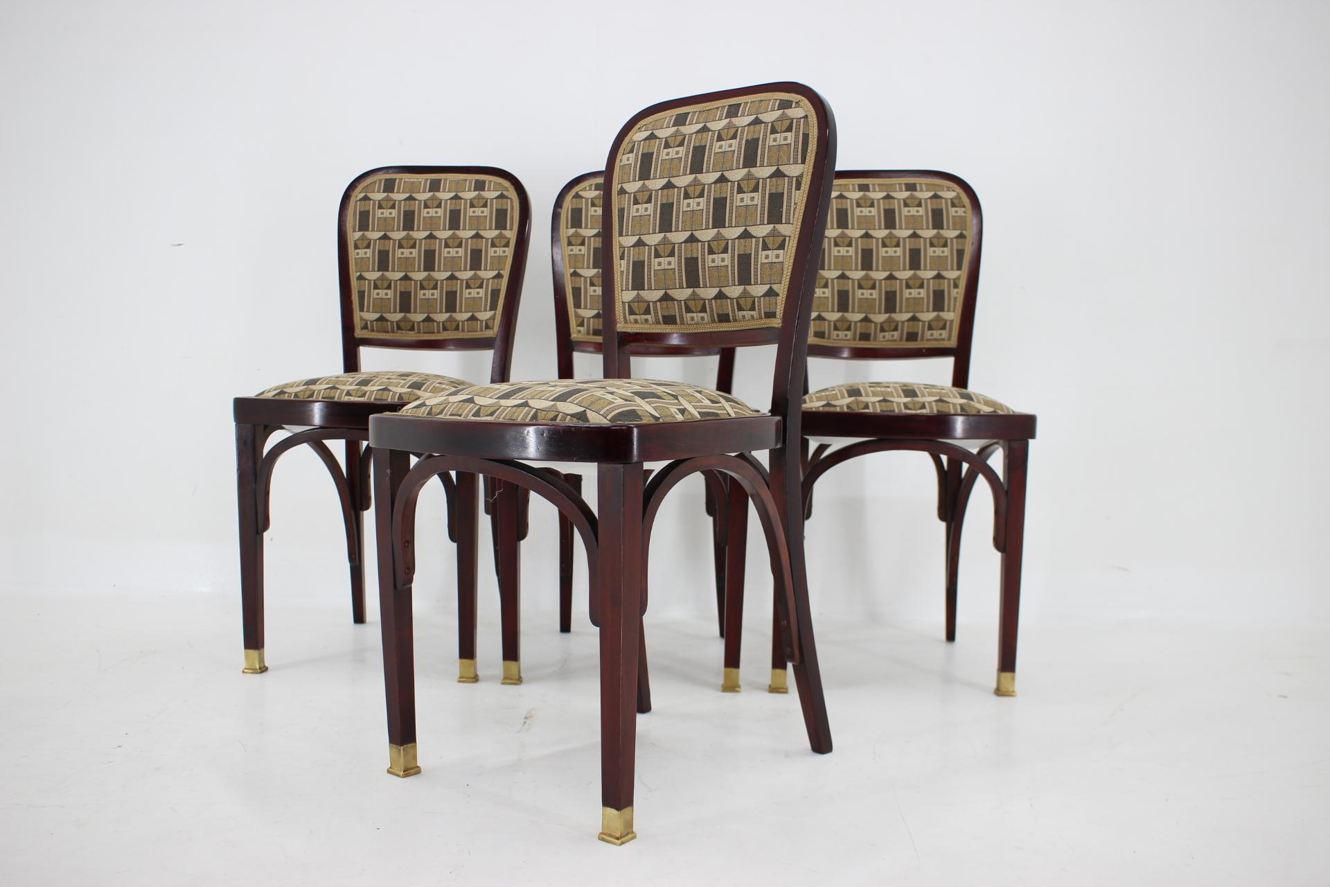 Late 20th Century Secession Four Dinign Chairs by Gustav Siegel for J.J.Kohn. Restored 
