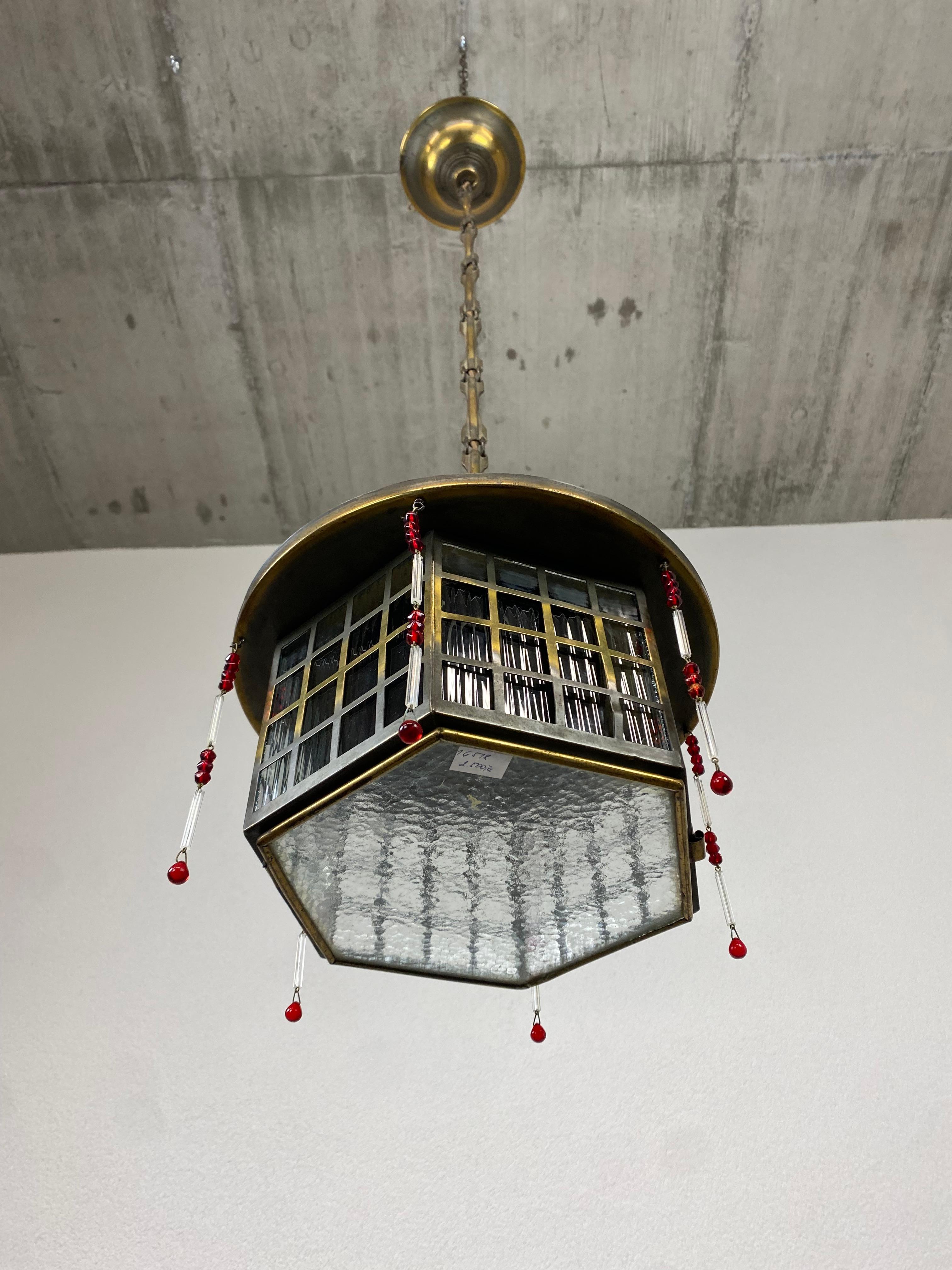 Early 20th Century Secession Hanging Lamp Atr. Josef Hoffmann For Sale