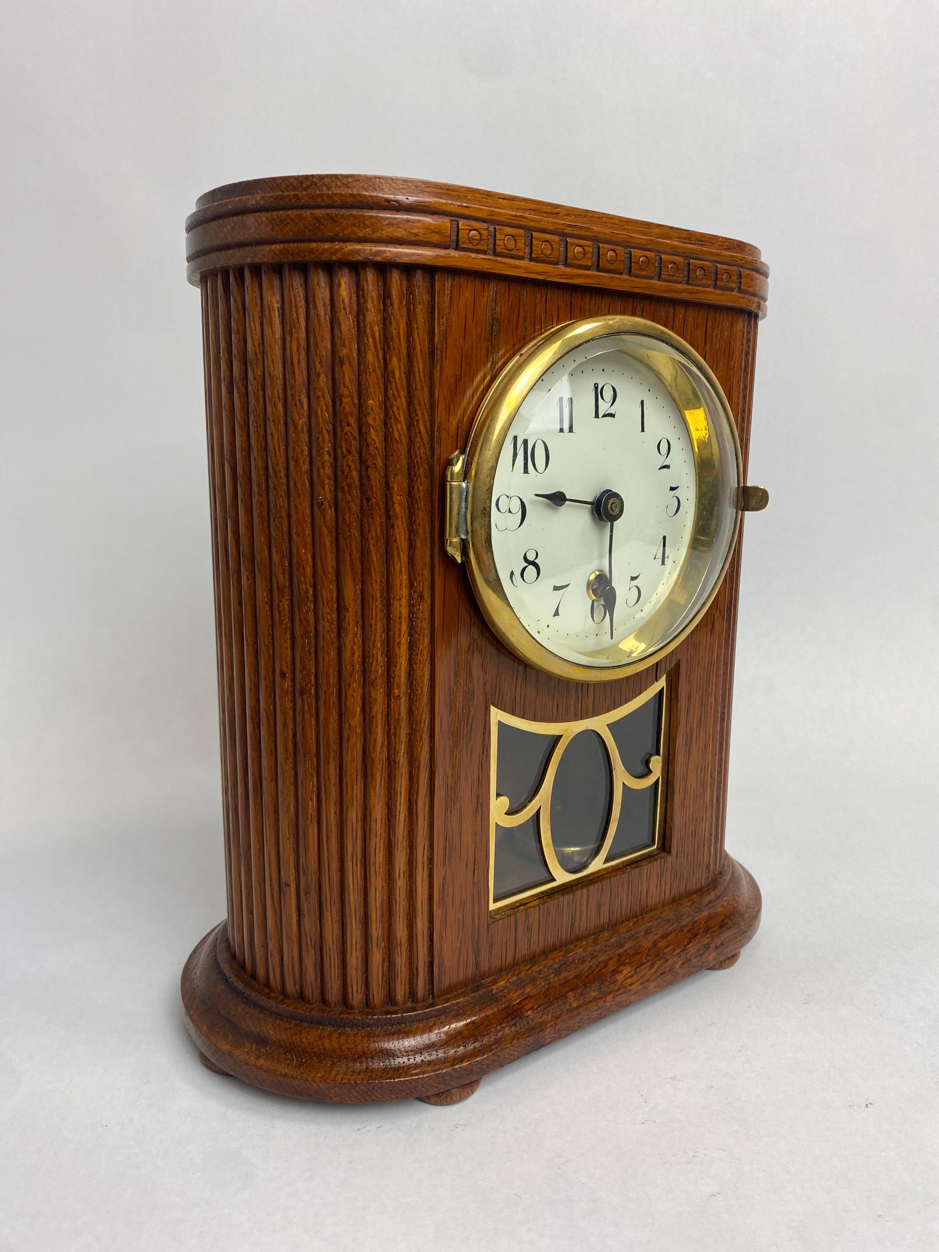 Secession mantel clock atr. to Otto Prutscher professionally stained and repolished.
