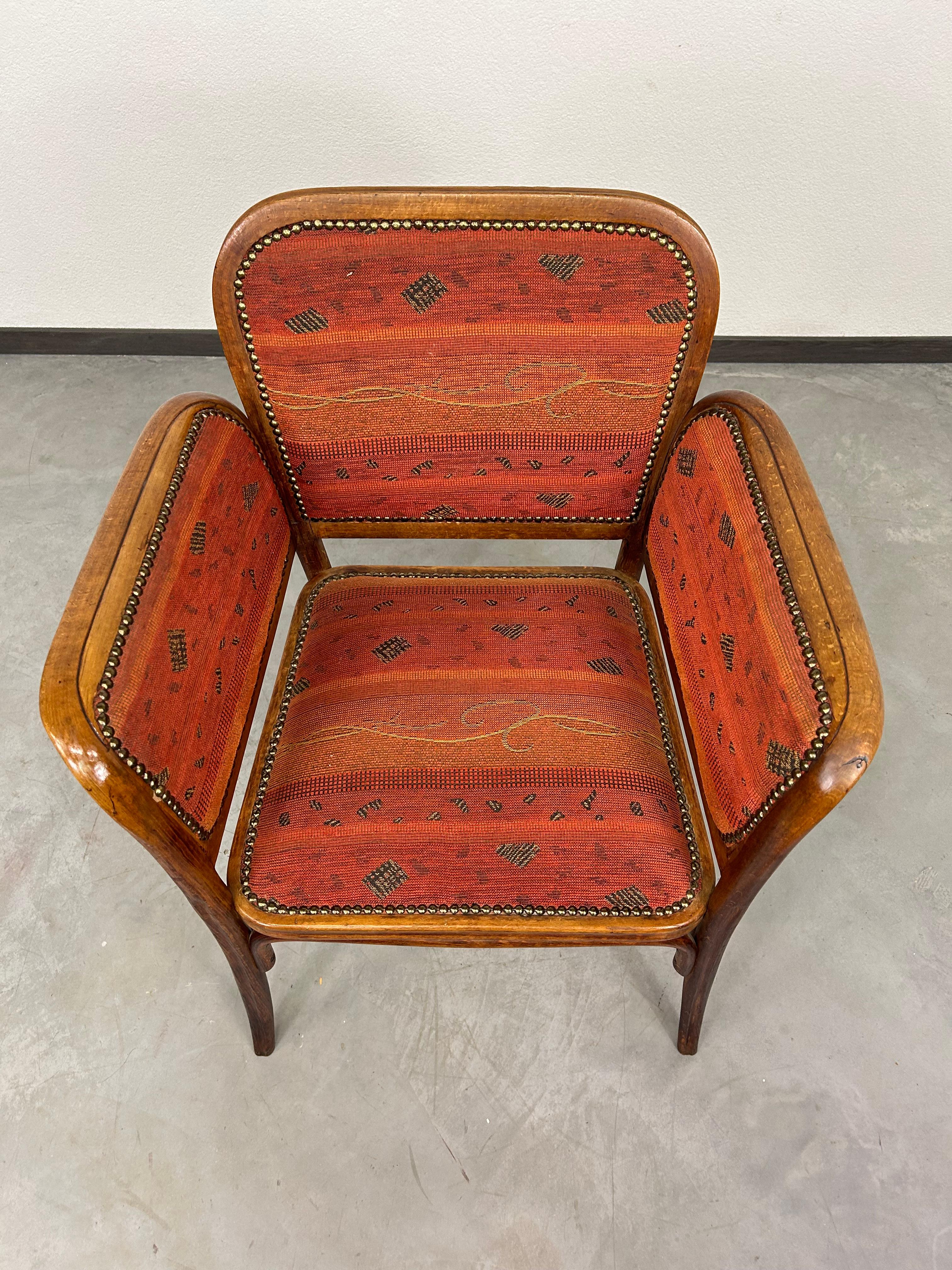 Sedia da ufficio della Secessione attribuita a Marcel Kammerer per Thonet in ottime condizioni originali con segni d'uso.