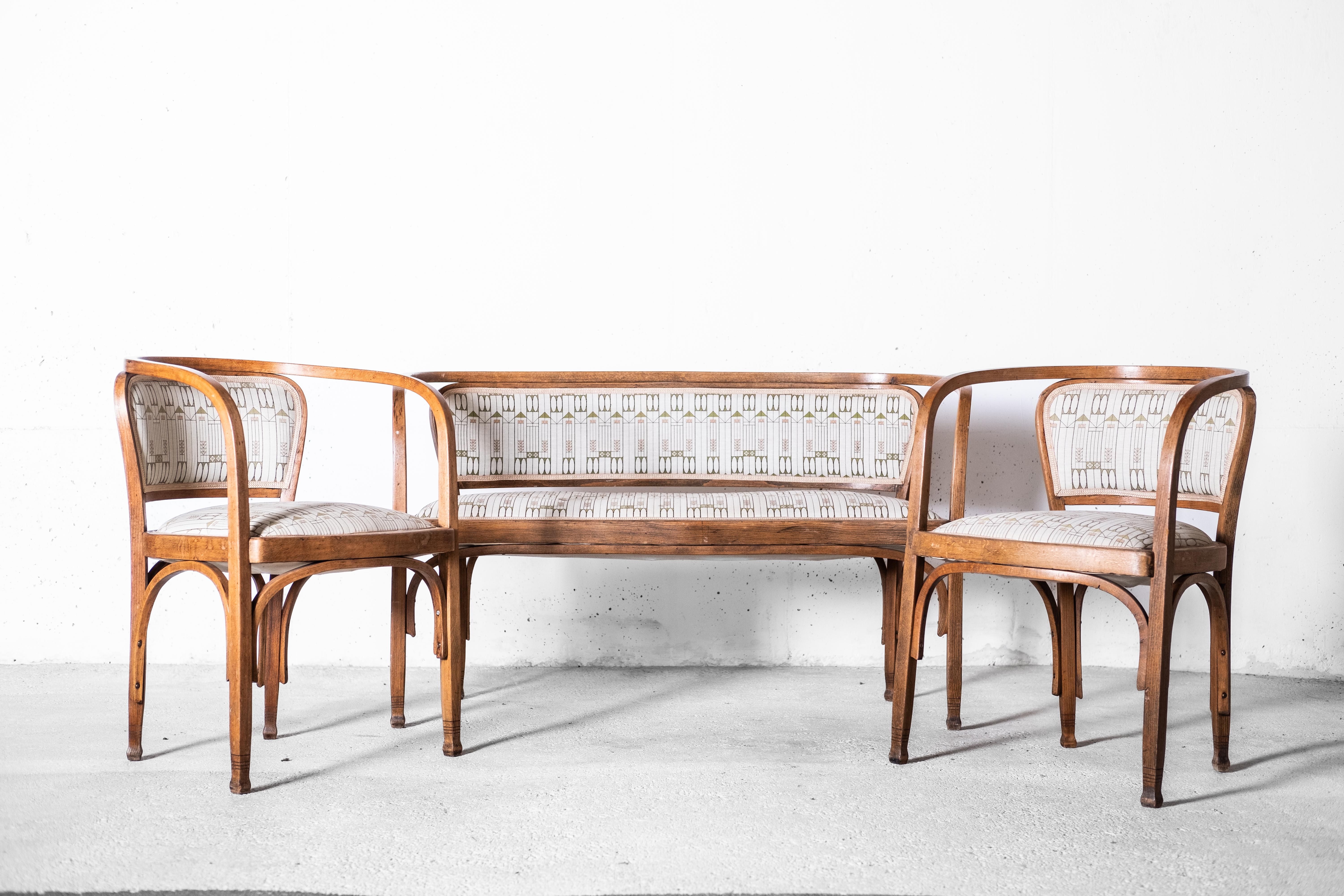 Groupe de sièges de la Sécession, Gustav Siegel pour J.J. Kohn, modèle 715, 1900, lot de 3 en vente 7