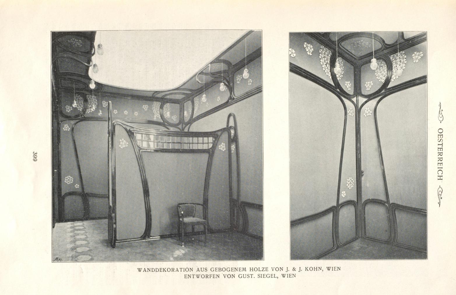 Sitzgruppe der Sezessionsgruppe, Gustav Siegel für J.J. Kohn, Modell 715, 1900, 3er-Set, Set im Zustand „Gut“ im Angebot in Wien, AT