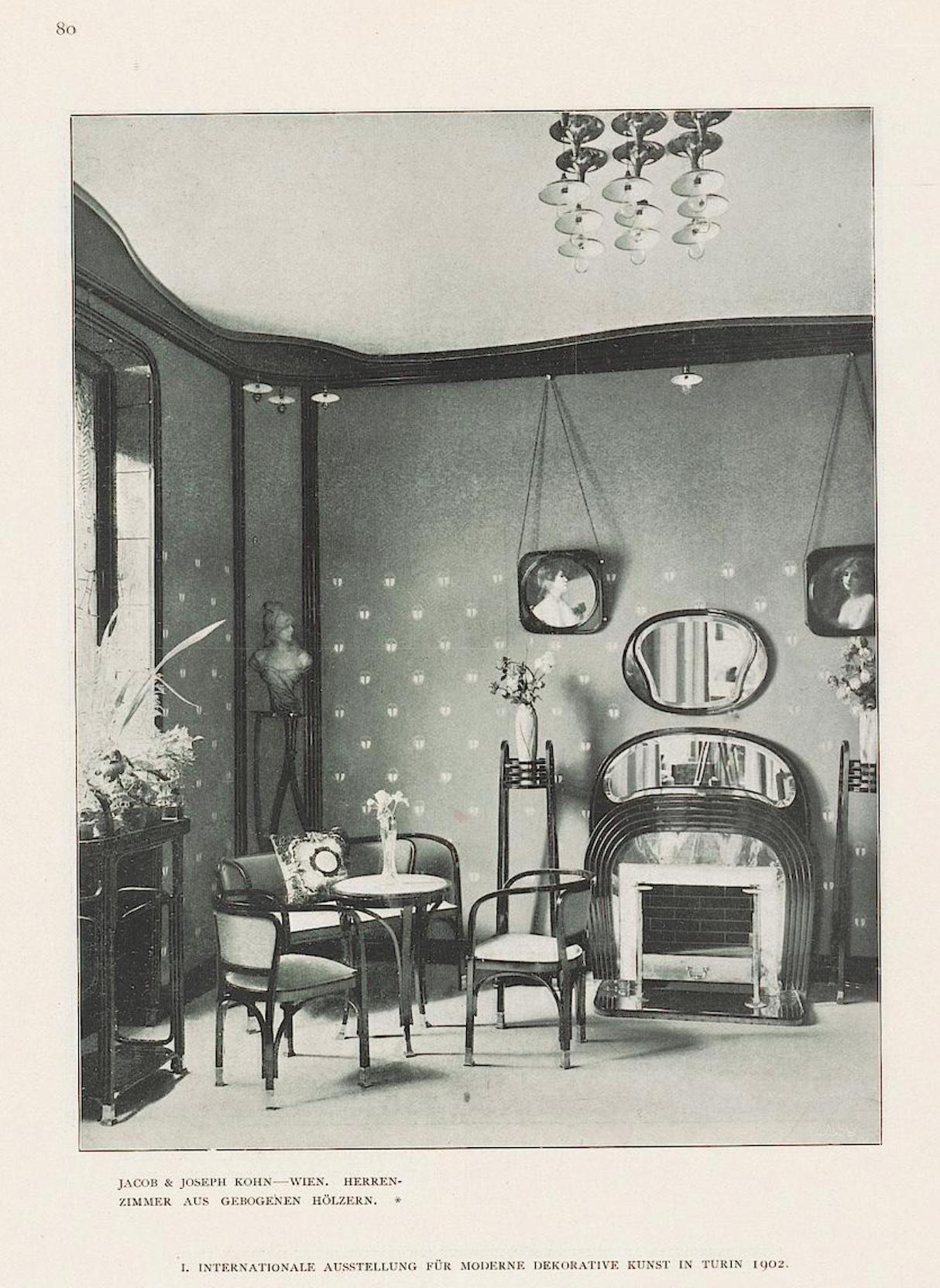 Sitzgruppe der Sezessionsgruppe, Gustav Siegel für J.J. Kohn, Modell 715, 1900, 3er-Set, Set (Frühes 20. Jahrhundert) im Angebot