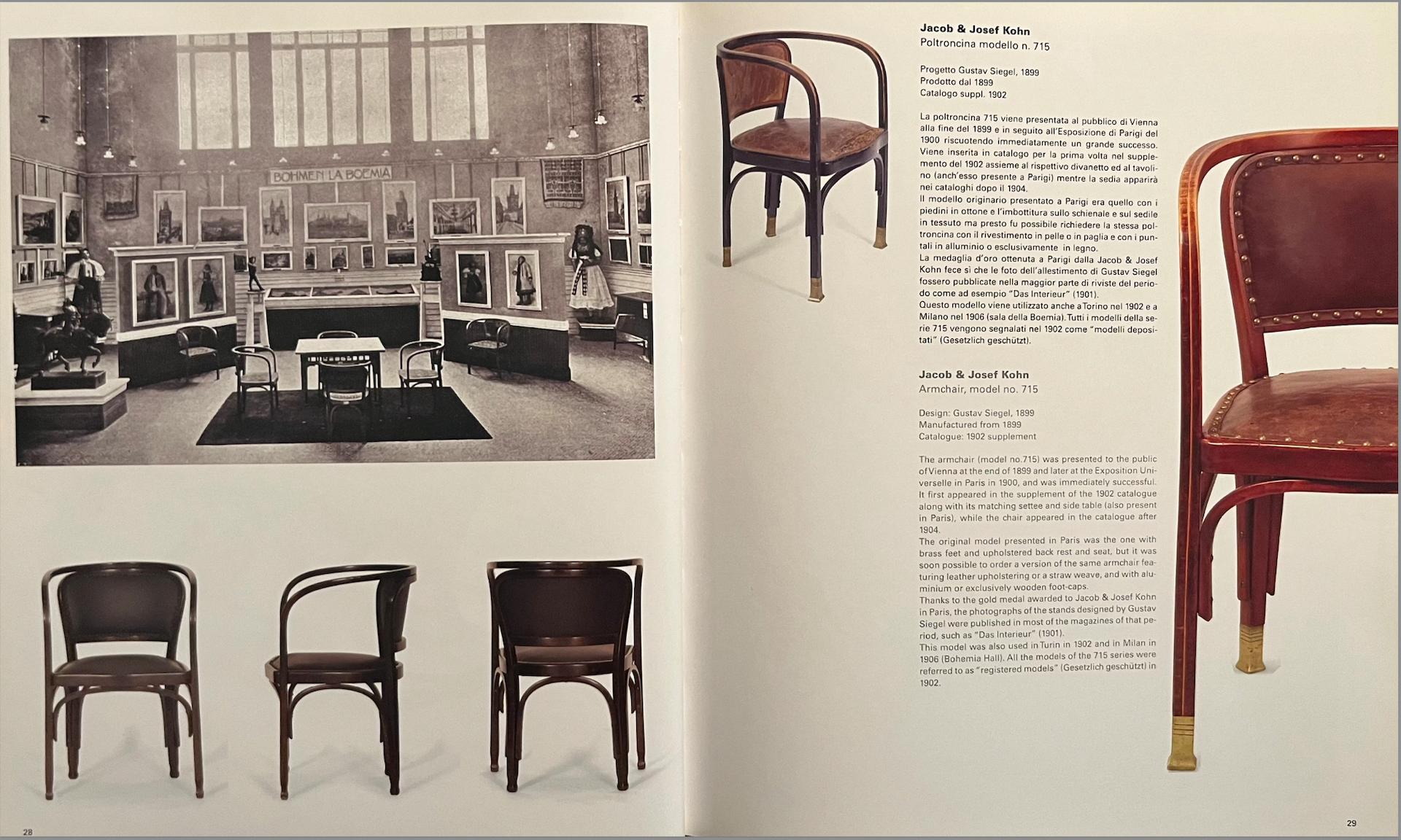 Sitzgruppe der Sezessionsgruppe, Gustav Siegel für J.J. Kohn, Modell 715, 1900, 3er-Set, Set im Angebot 1