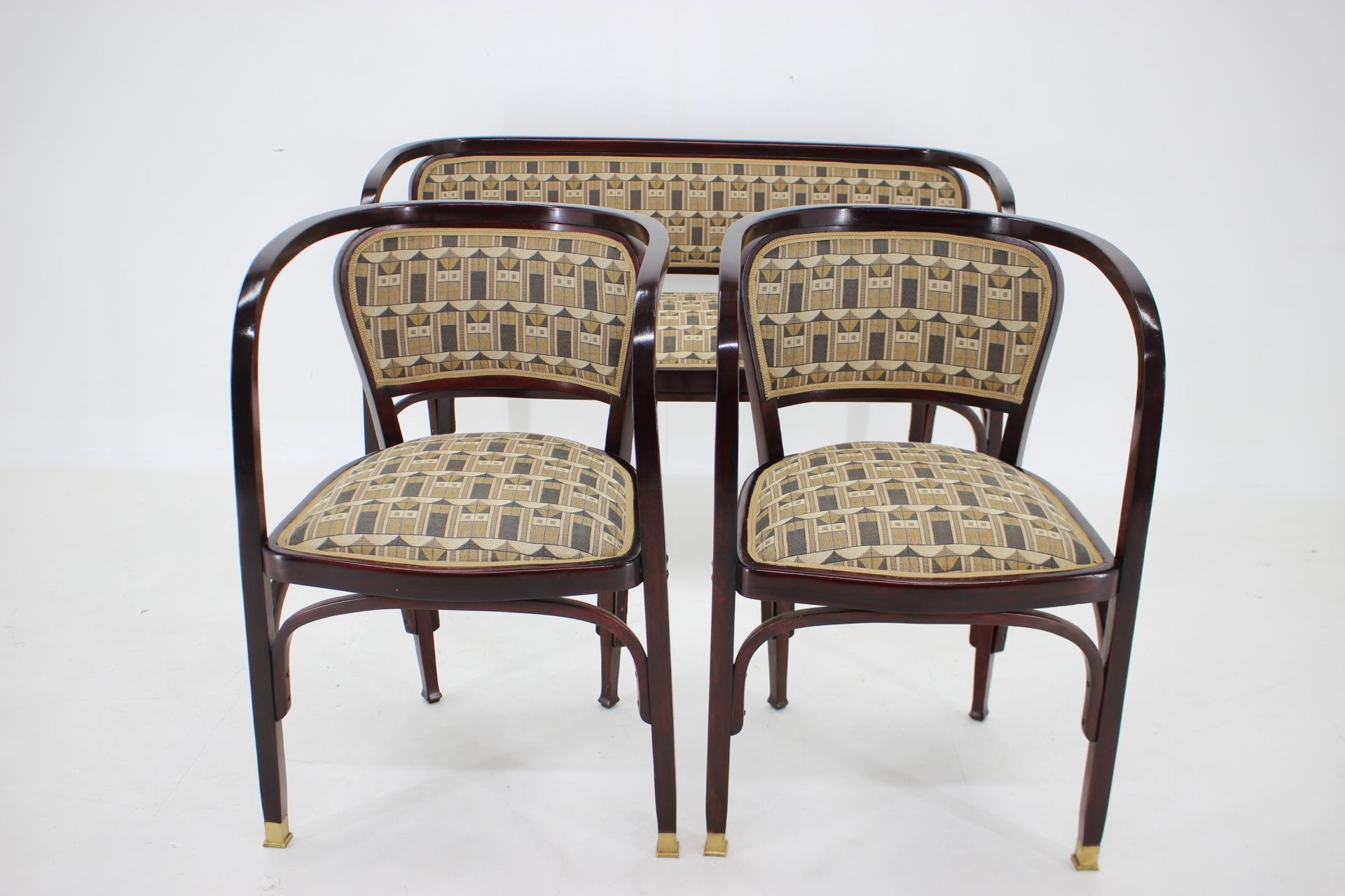 Secession-Sofa und zwei Sessel von Gustav Siegel für J.J.Kohn, restauriert  im Zustand „Gut“ in Praha, CZ