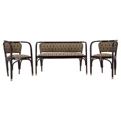 Secession-Sofa und zwei Sessel von Gustav Siegel für J.J.Kohn, restauriert 