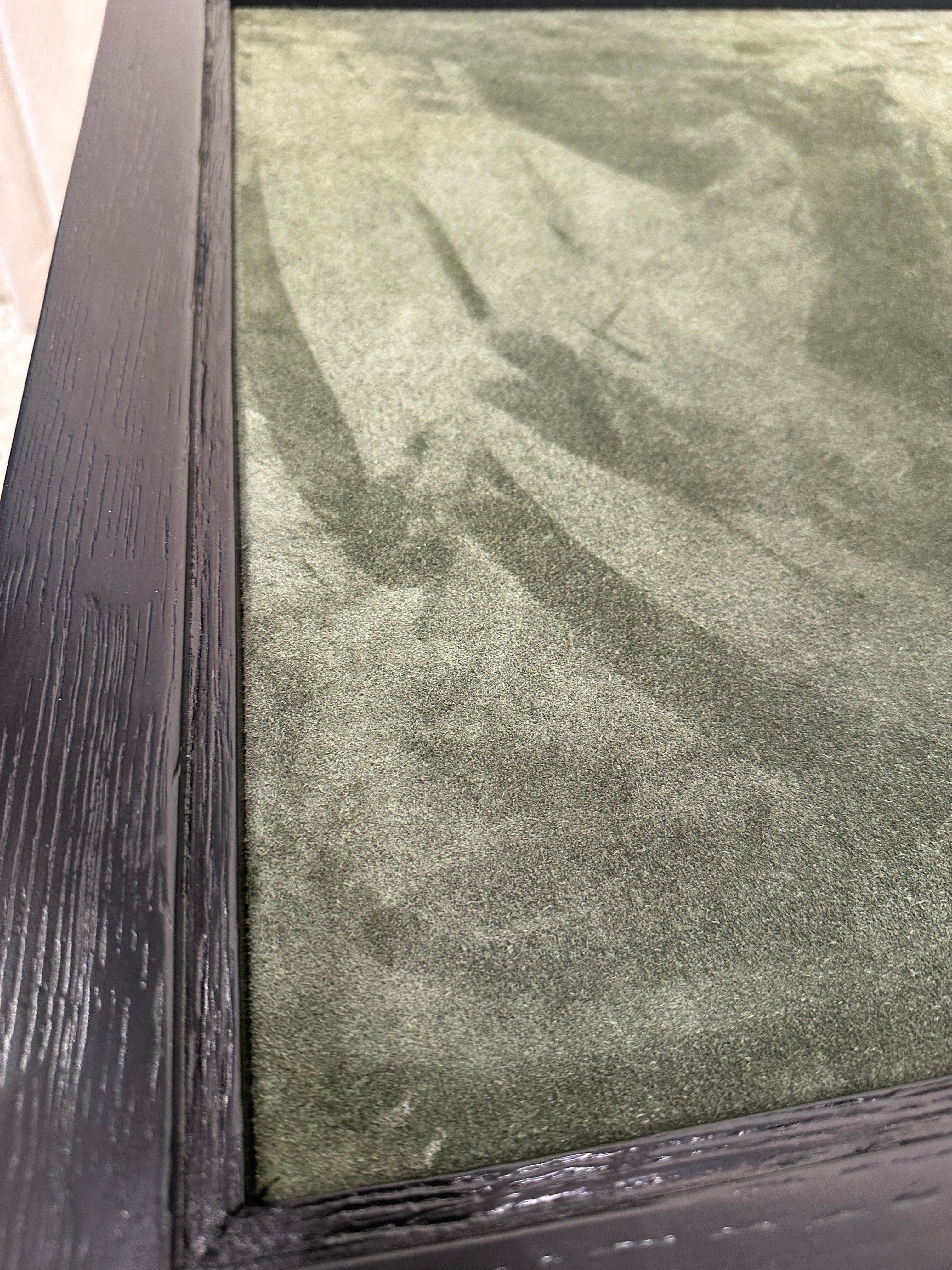Late 20th Century Secession Style Vintage Ebonized Oak & Green Suede Game Table For Sale