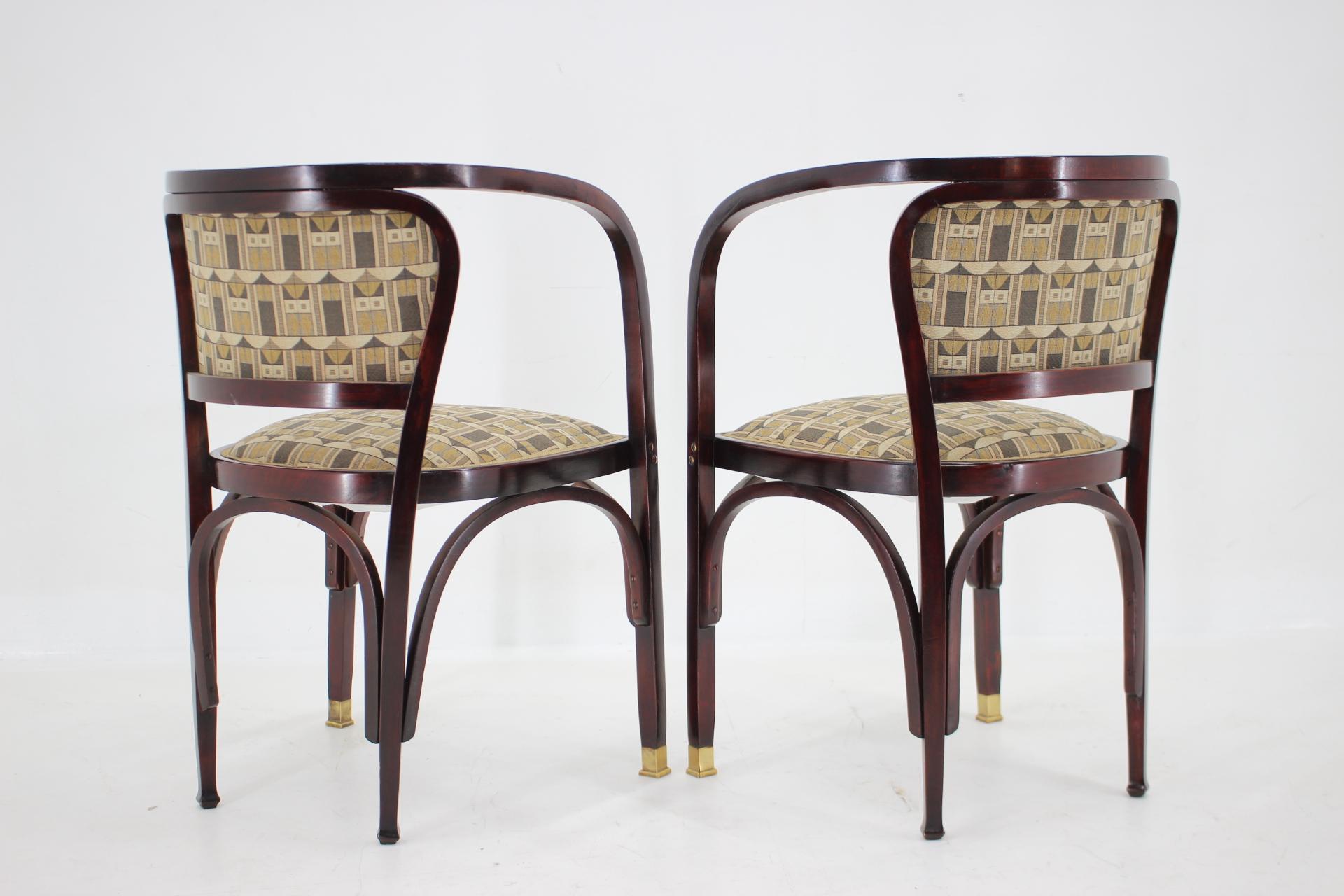 Late 20th Century Secession Two Armchairs by Gustav Siegel for J.J.Kohn, Restored 