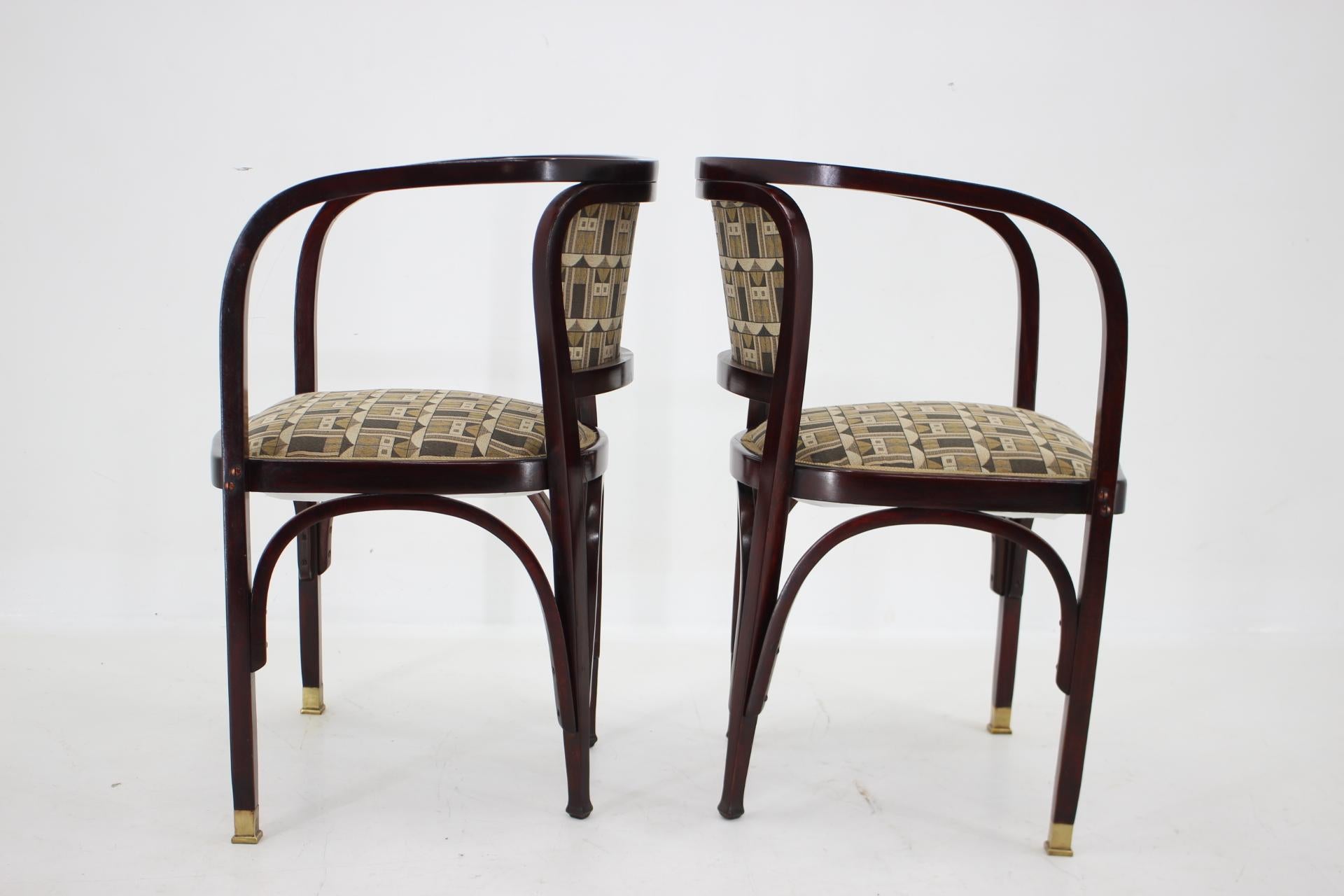 Secession Two Armchairs by Gustav Siegel for J.J.Kohn, Restored  2