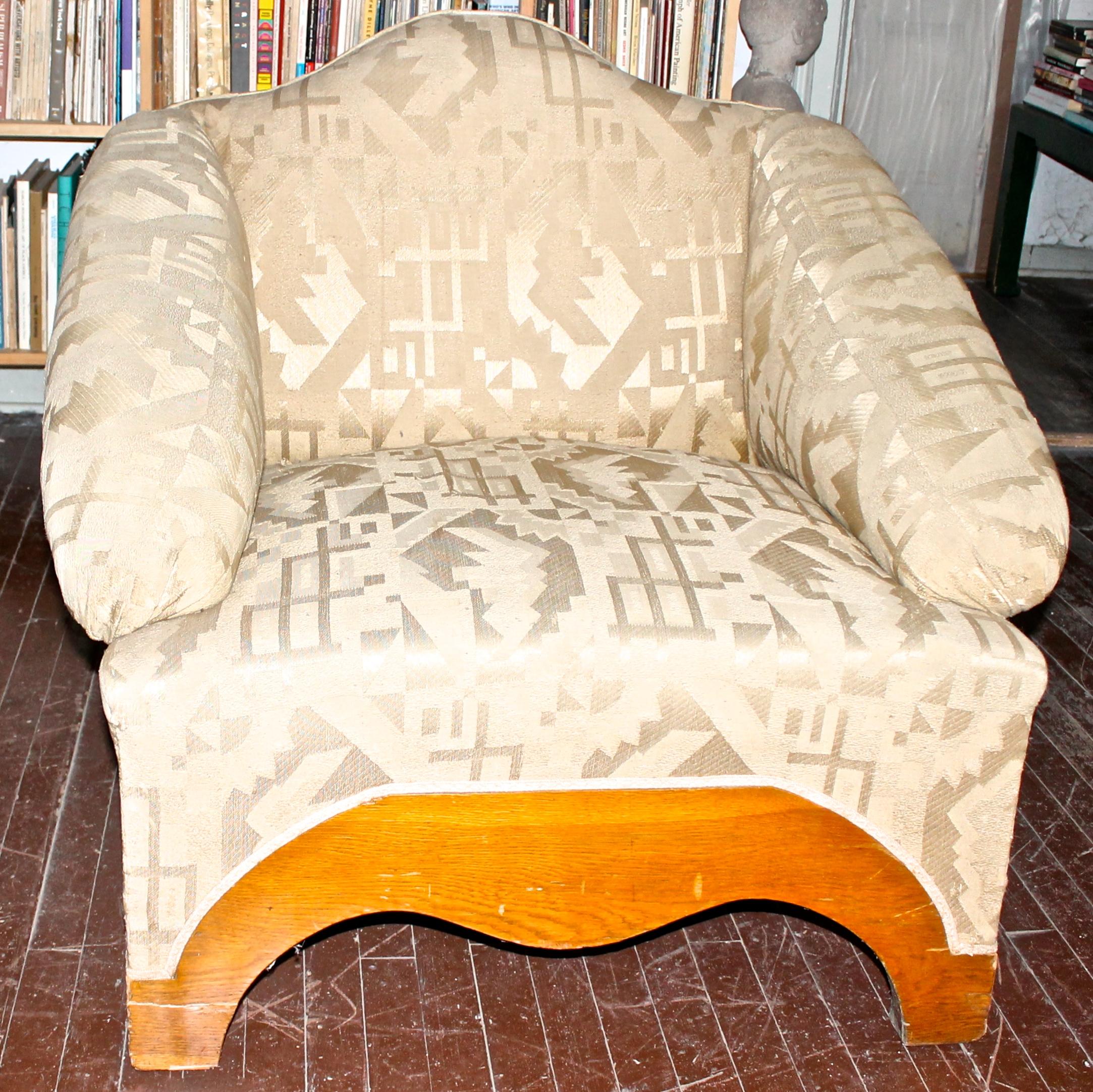 Wood Secessionist Austro-Hungarian Upholstered Armchair For Sale