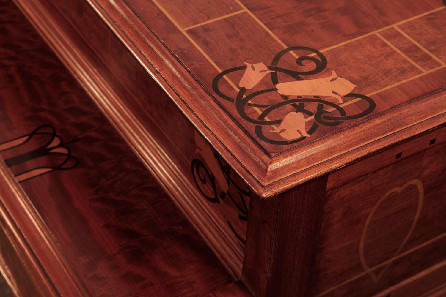 Piano à queue Bechstein Model VI de style sécessionniste avec caisse en acajou marqueté en vente 2