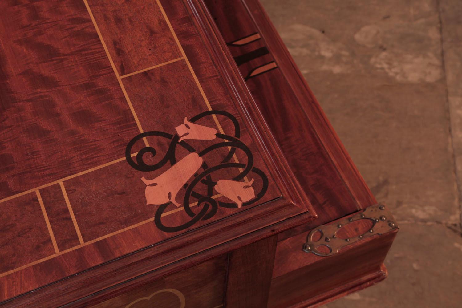 Cuivre Piano à queue Bechstein Model VI de style sécessionniste avec caisse en acajou marqueté en vente