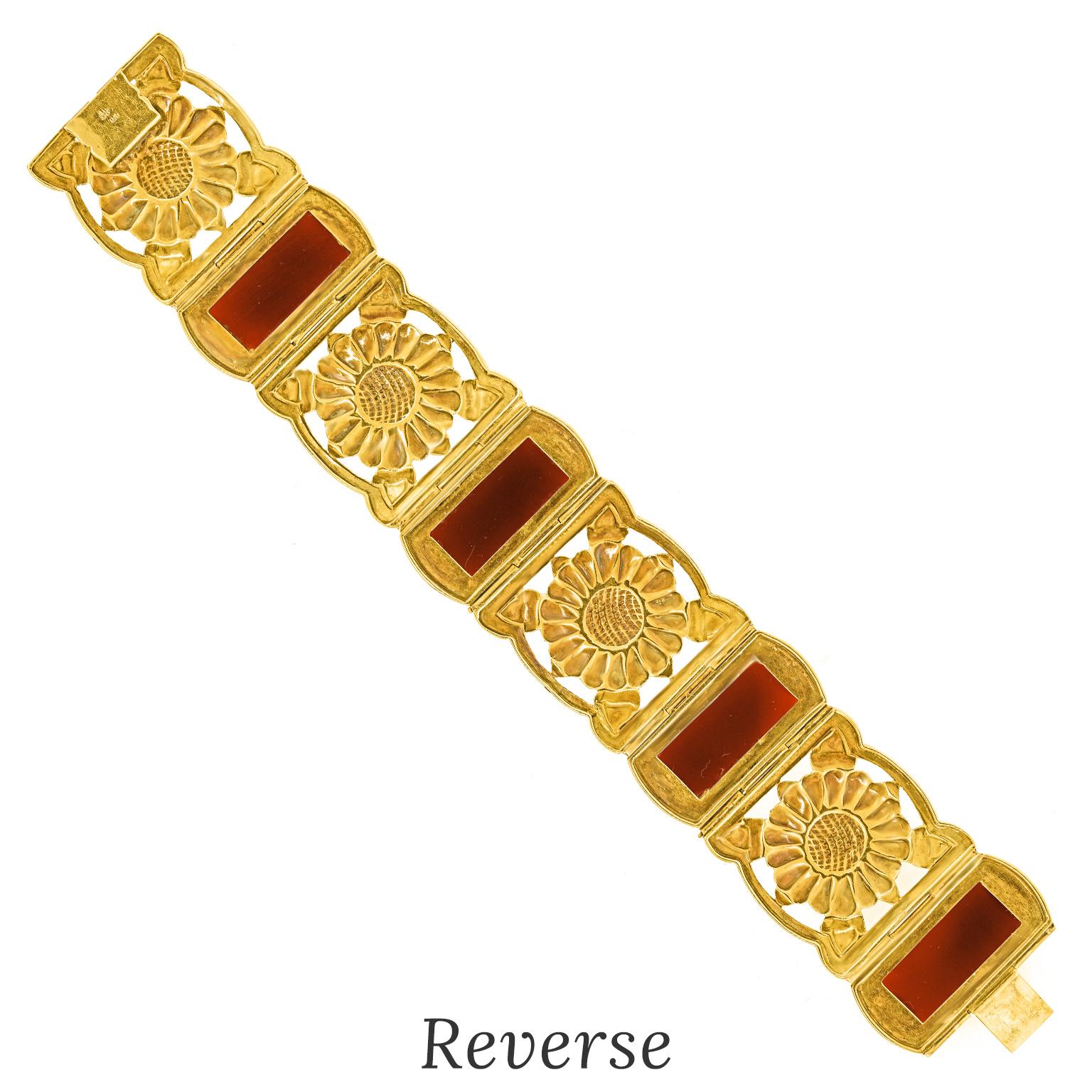 Secessionist Carnelian and Gold Bracelet For Sale 2