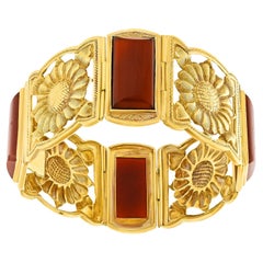 Antique Secessionist Carnelian and Gold Bracelet