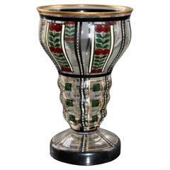 Secessionist Czech Enameled Glass Vase