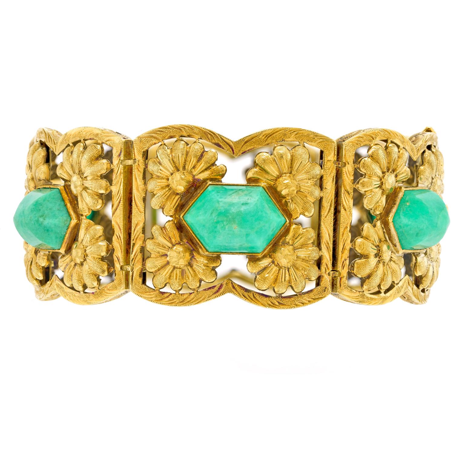 Taille hexagone Bracelet d'or sécessionniste en vente