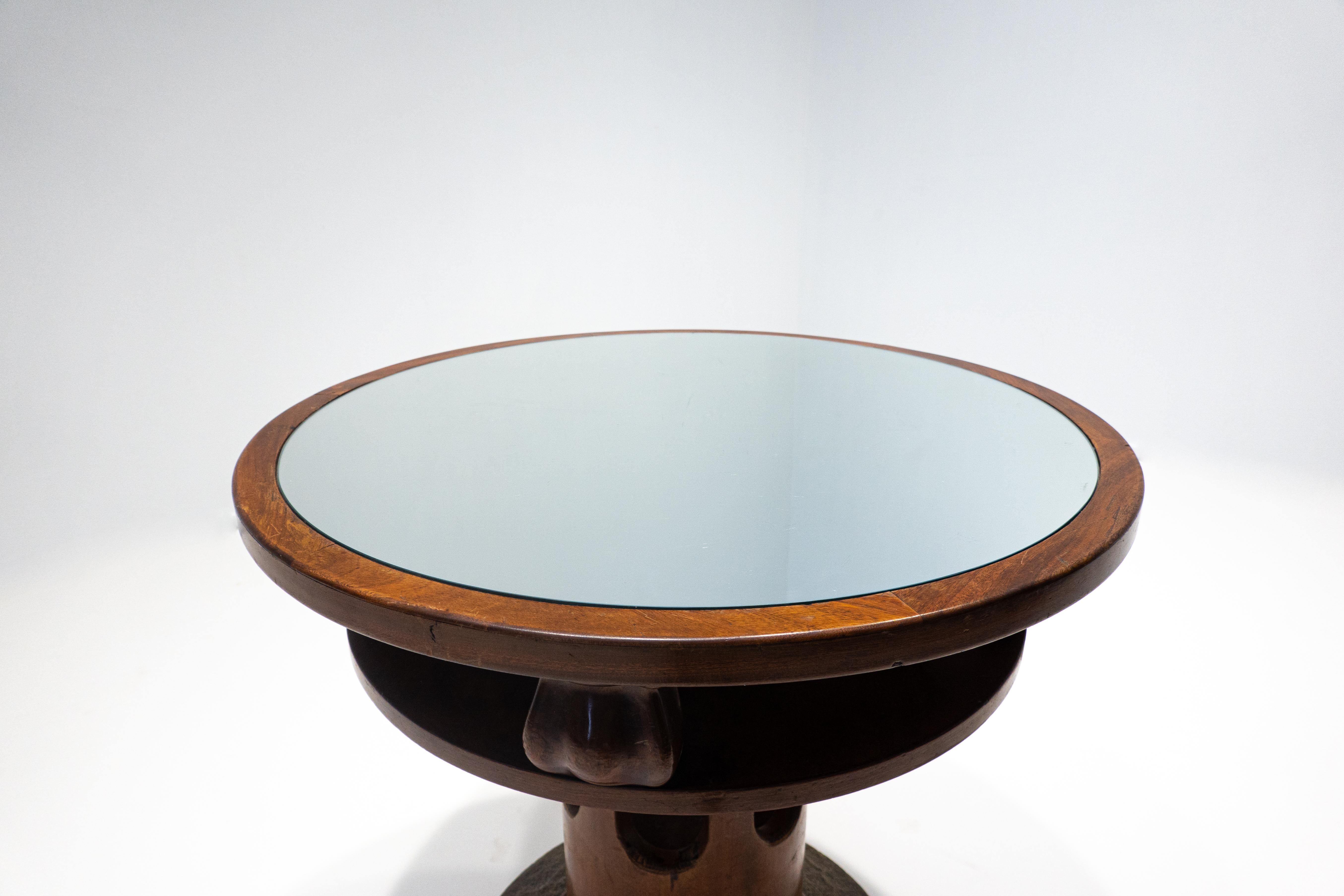 Secessionist Gueridon Table, Wood and Brass, Hungary, 1900s In Good Condition In Brussels, BE