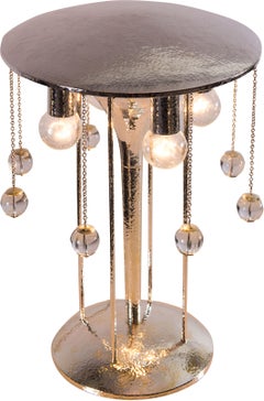 Secessionist J. Hoffmann&Wiener Werkstätte Silvered Brass Table Lamp Re-Edition